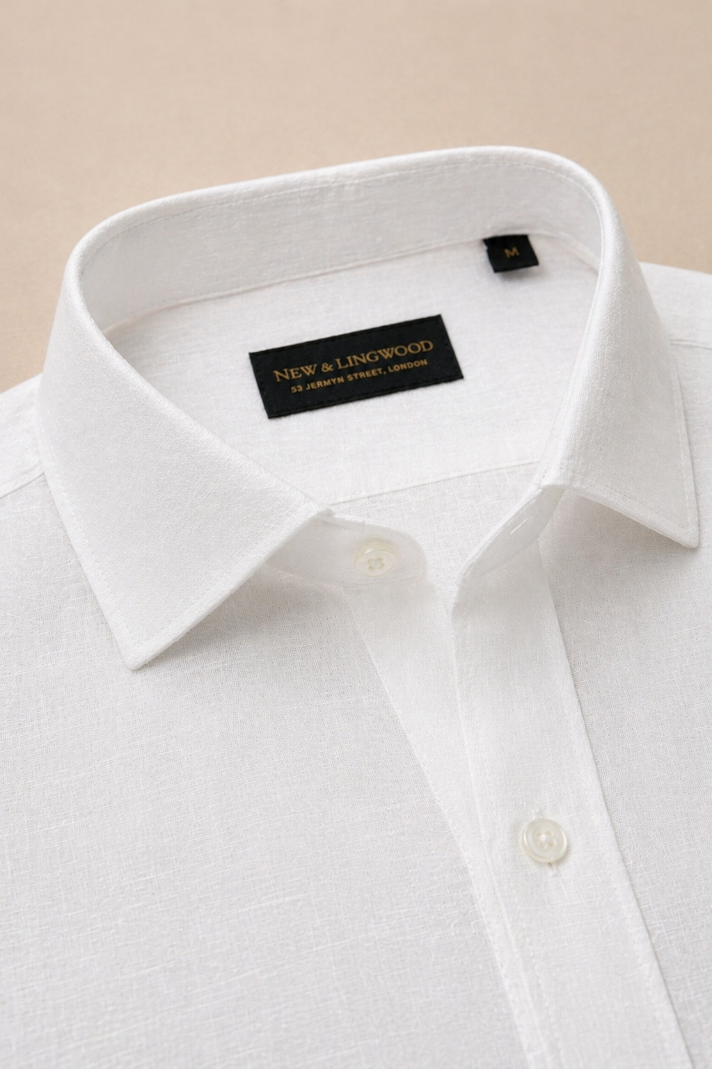 Ivory Cutaway Collar Standard Fit Single Cuff Linen Shirt