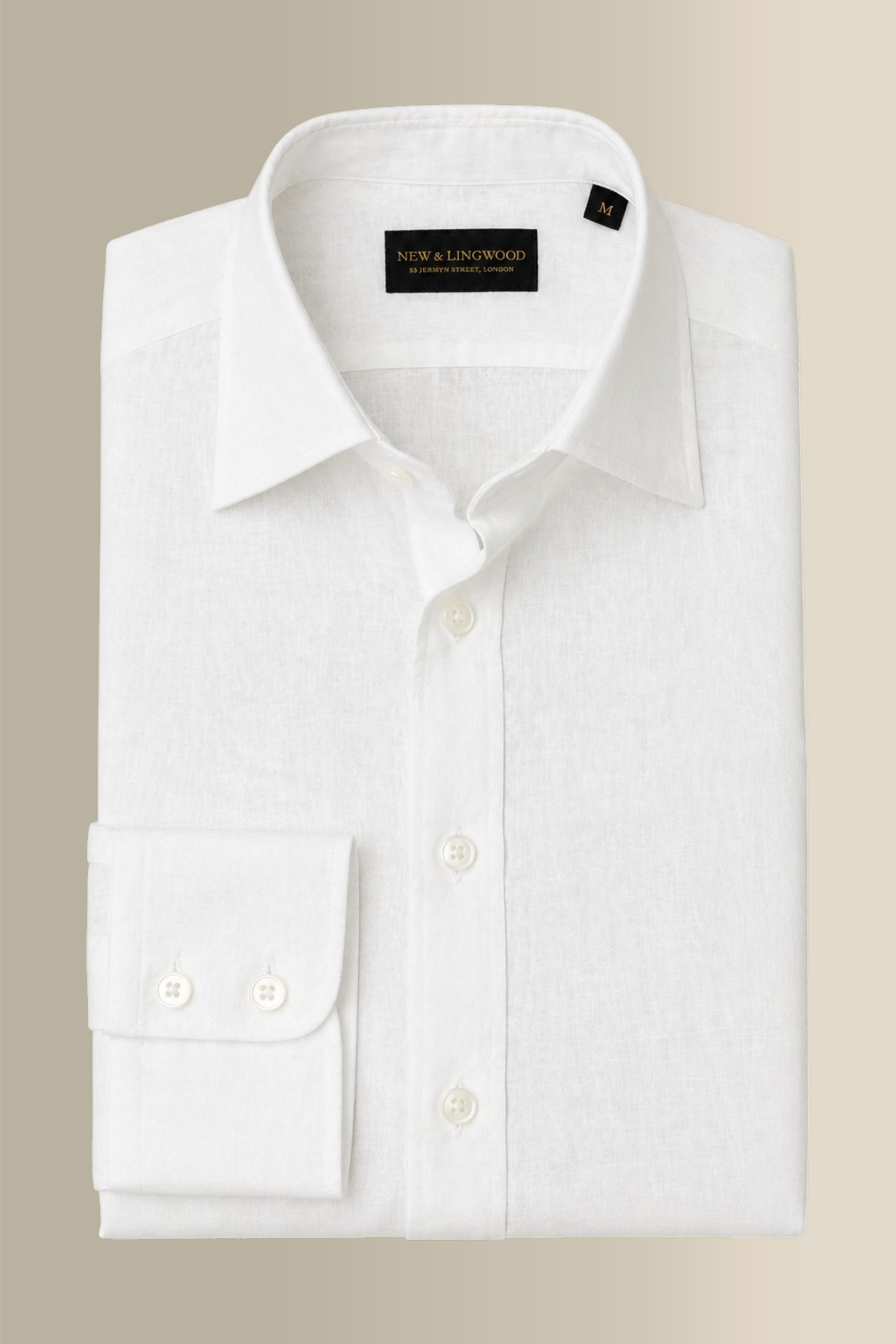 Ivory Cutaway Collar Standard Fit Single Cuff Linen Shirt