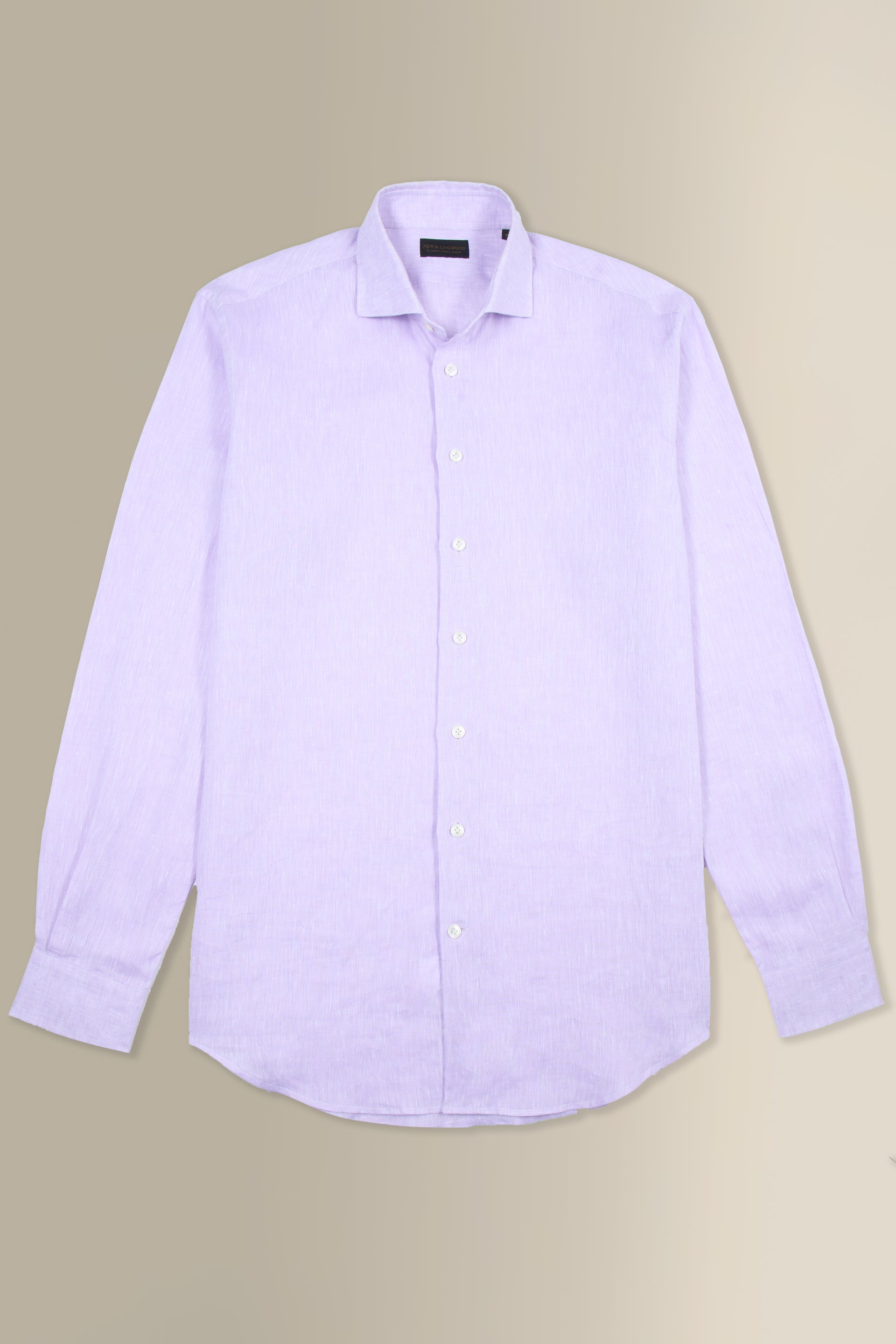 Lilac Cutaway Collar Standard Fit Single Cuff Linen Shirt