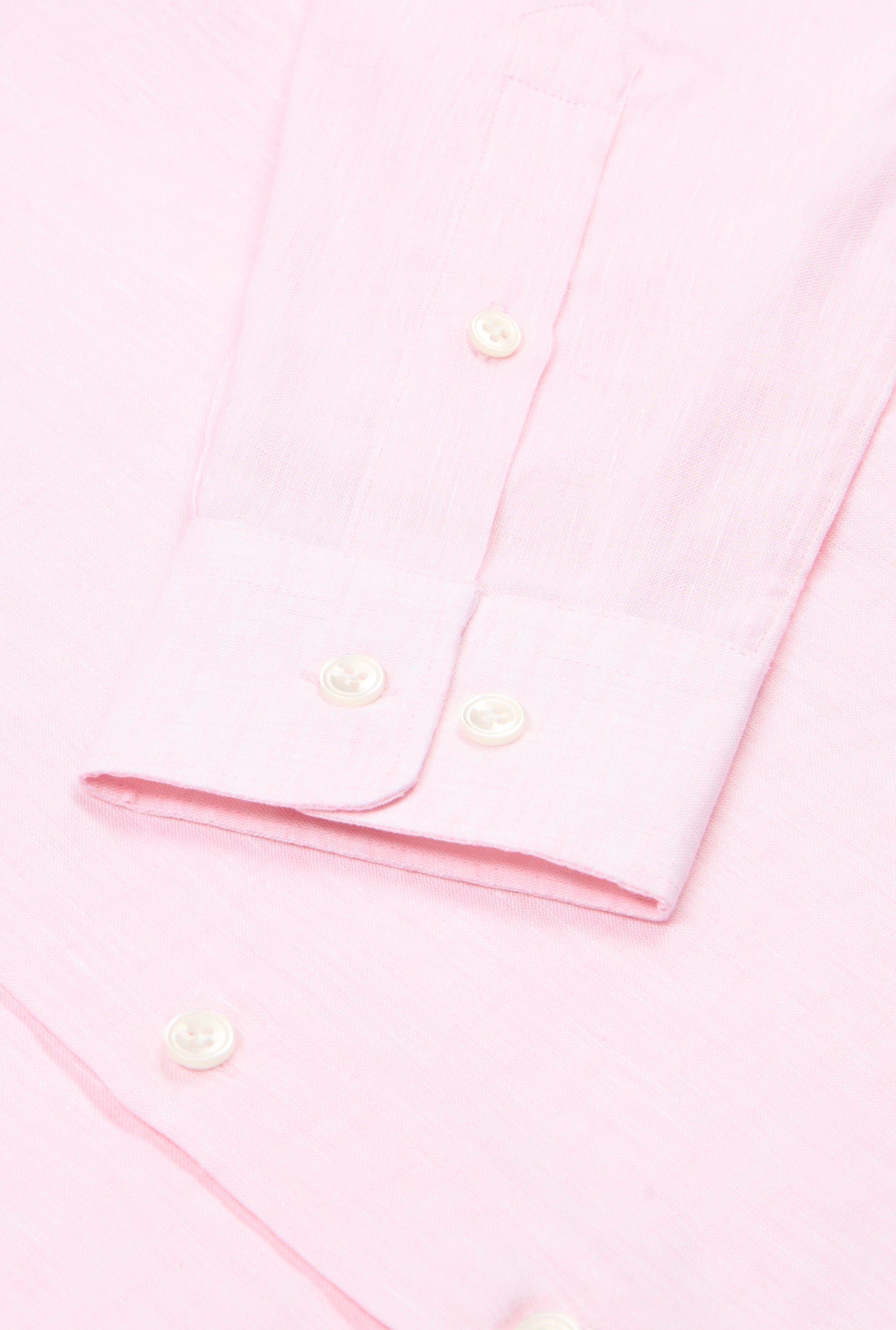 Pink Cutaway Collar Standard Fit Single Cuff Linen Shirt