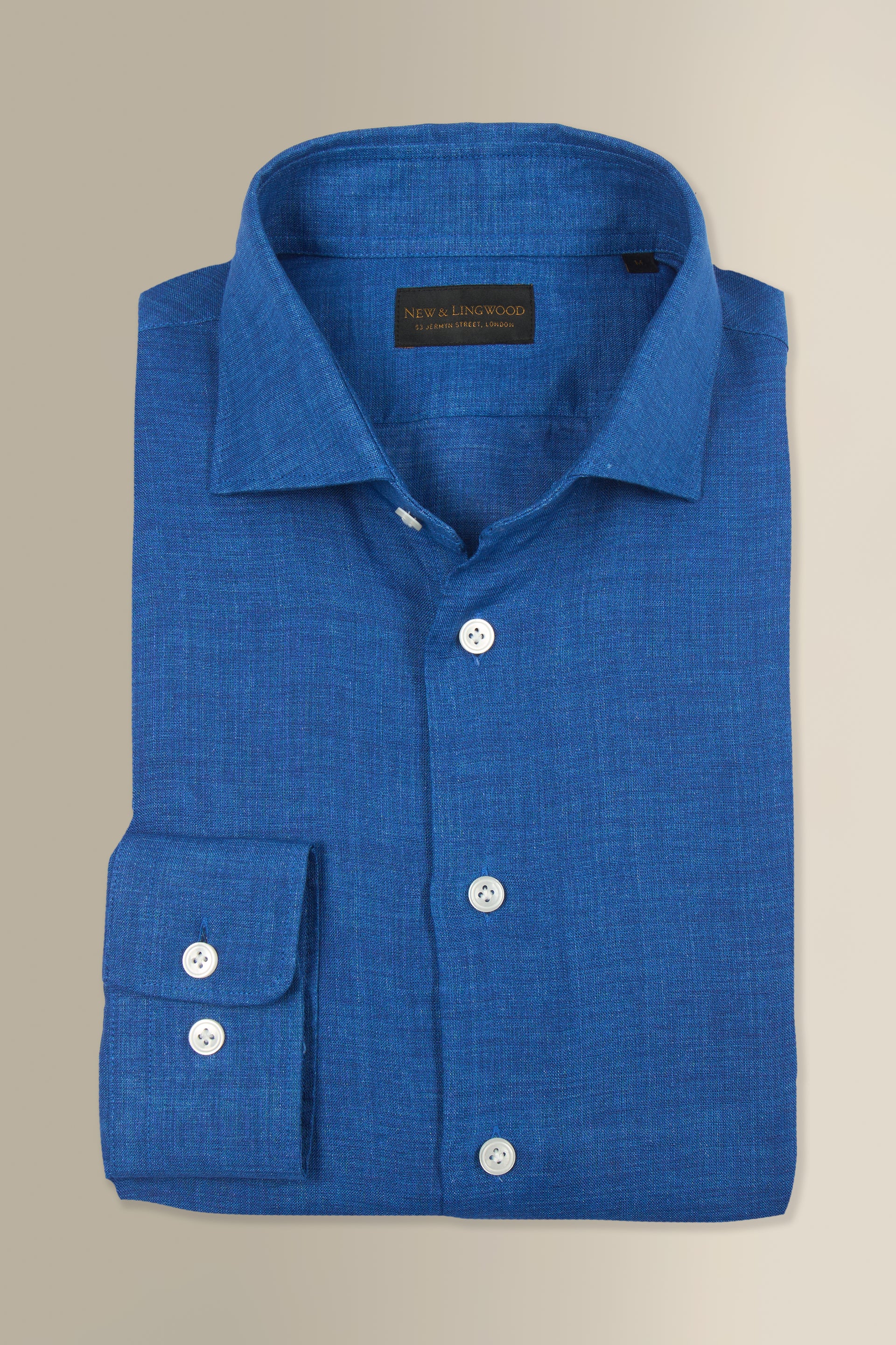 Cobalt Cutaway Collar Standard Fit Single Cuff Linen Shirt