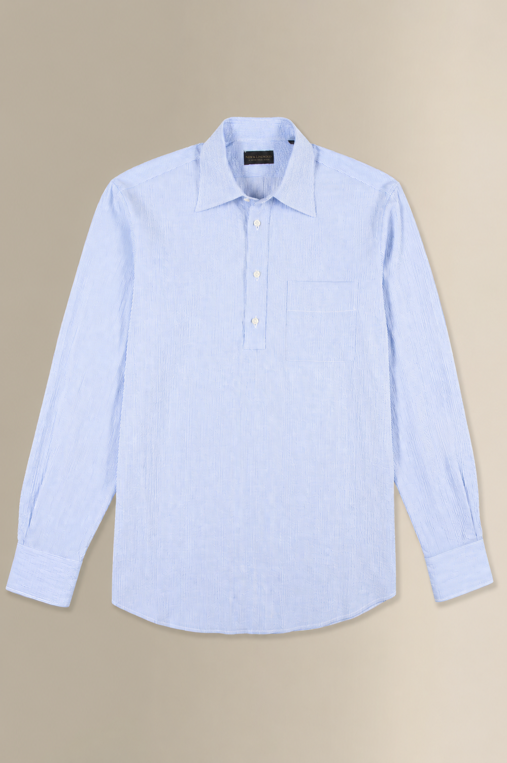 Navy & White Stripe Seersucker Popover Shirt