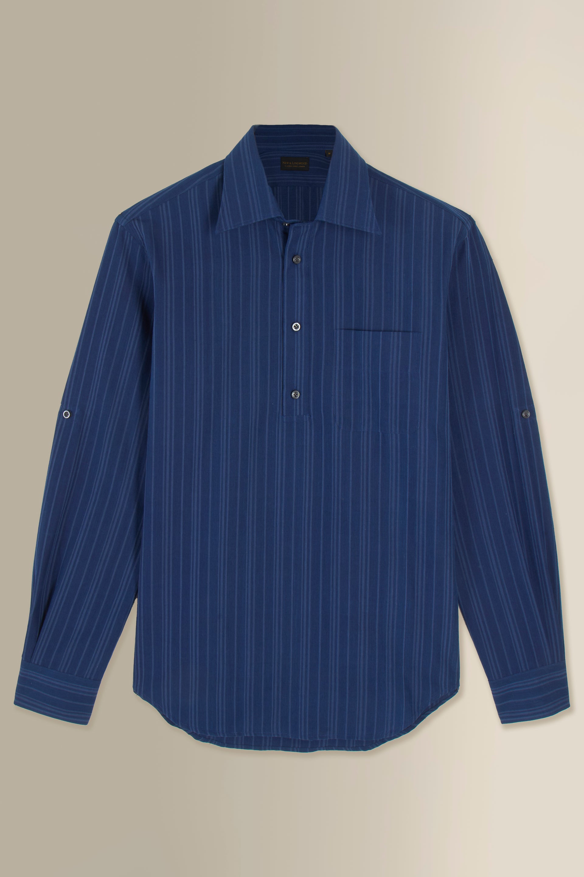 Navy Stripe Madras Popover Shirt