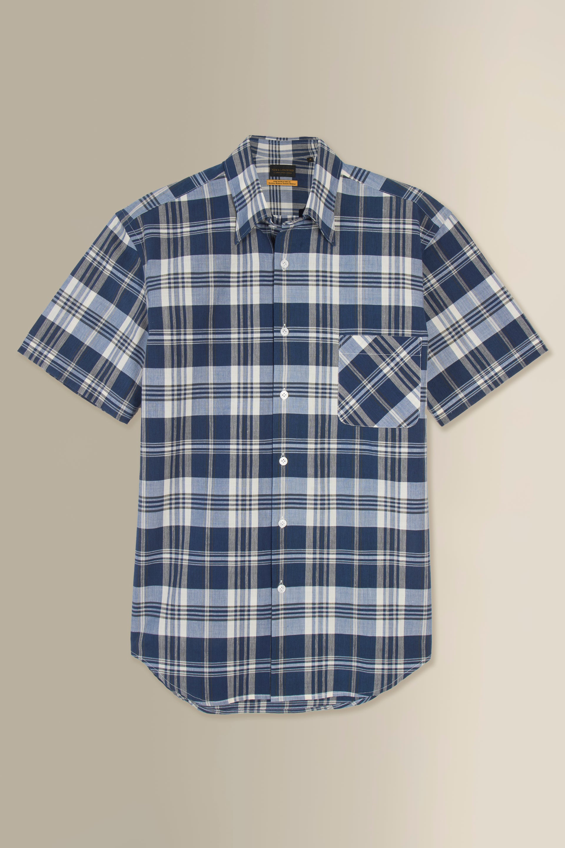 Navy & White Check Madras Short Sleeve Shirt