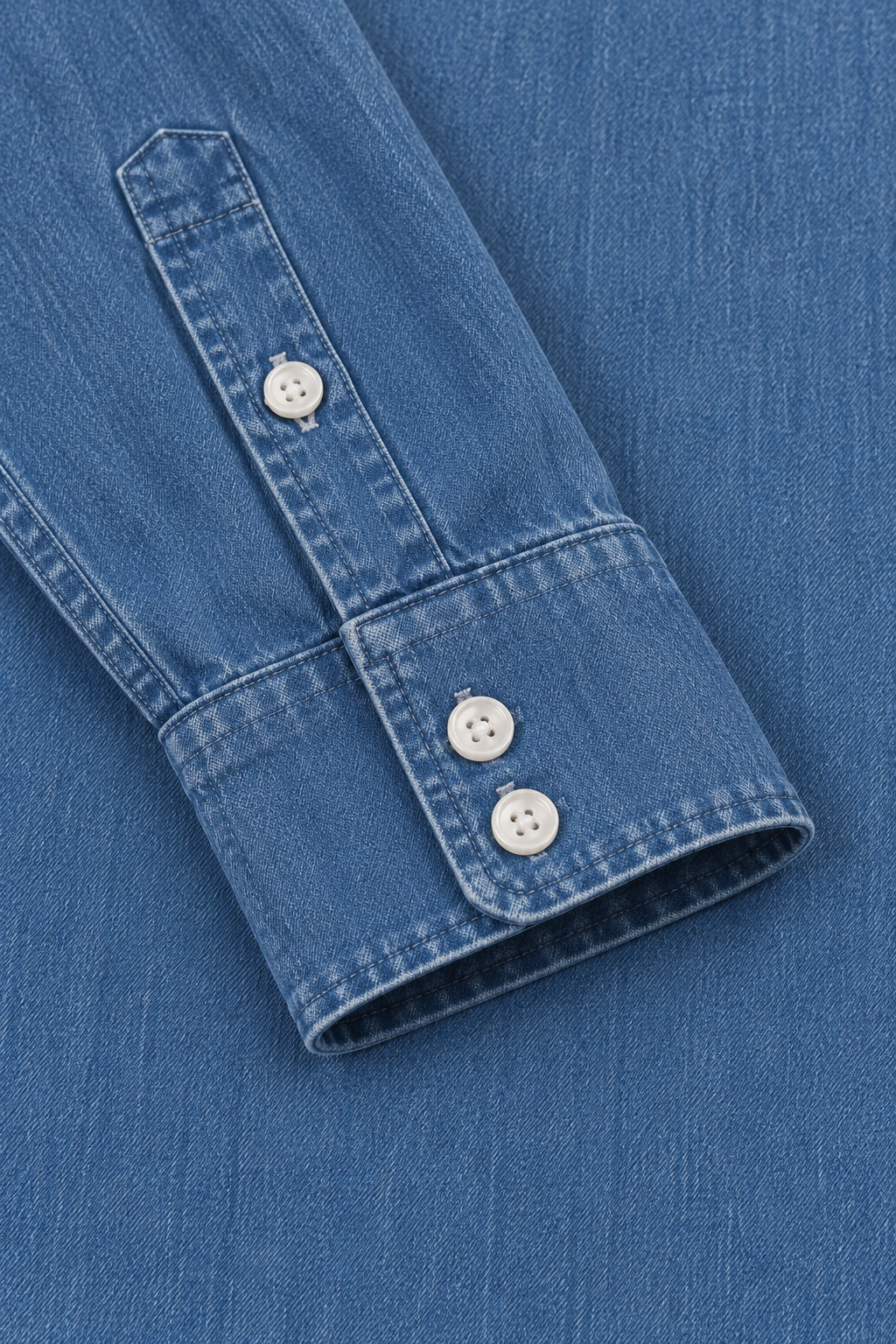 Blue Lord Collar Standard Fit Mid Wash Denim Shirt