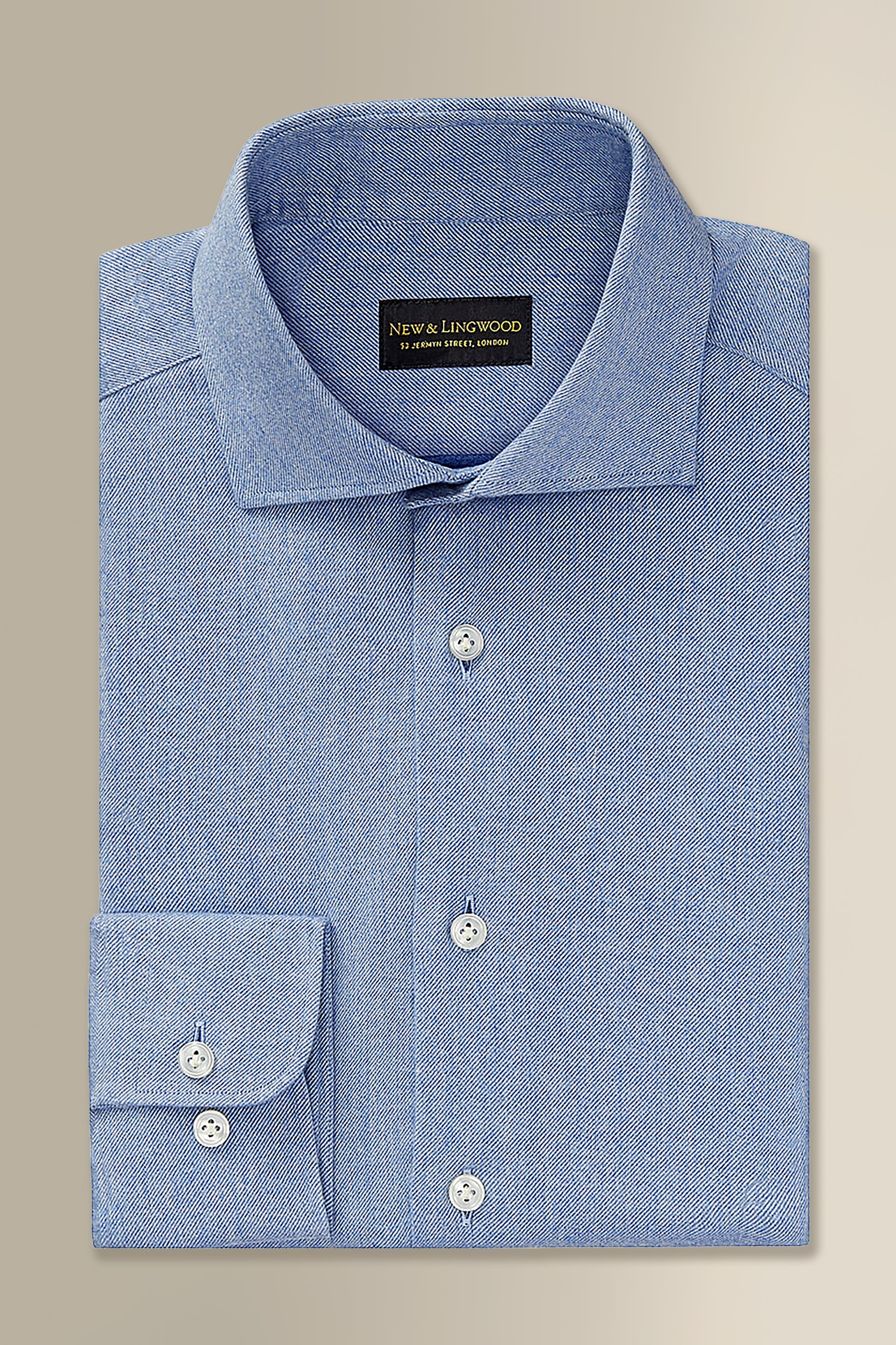Light Blue Cutaway Collar Standard Fit Flannel Shirt