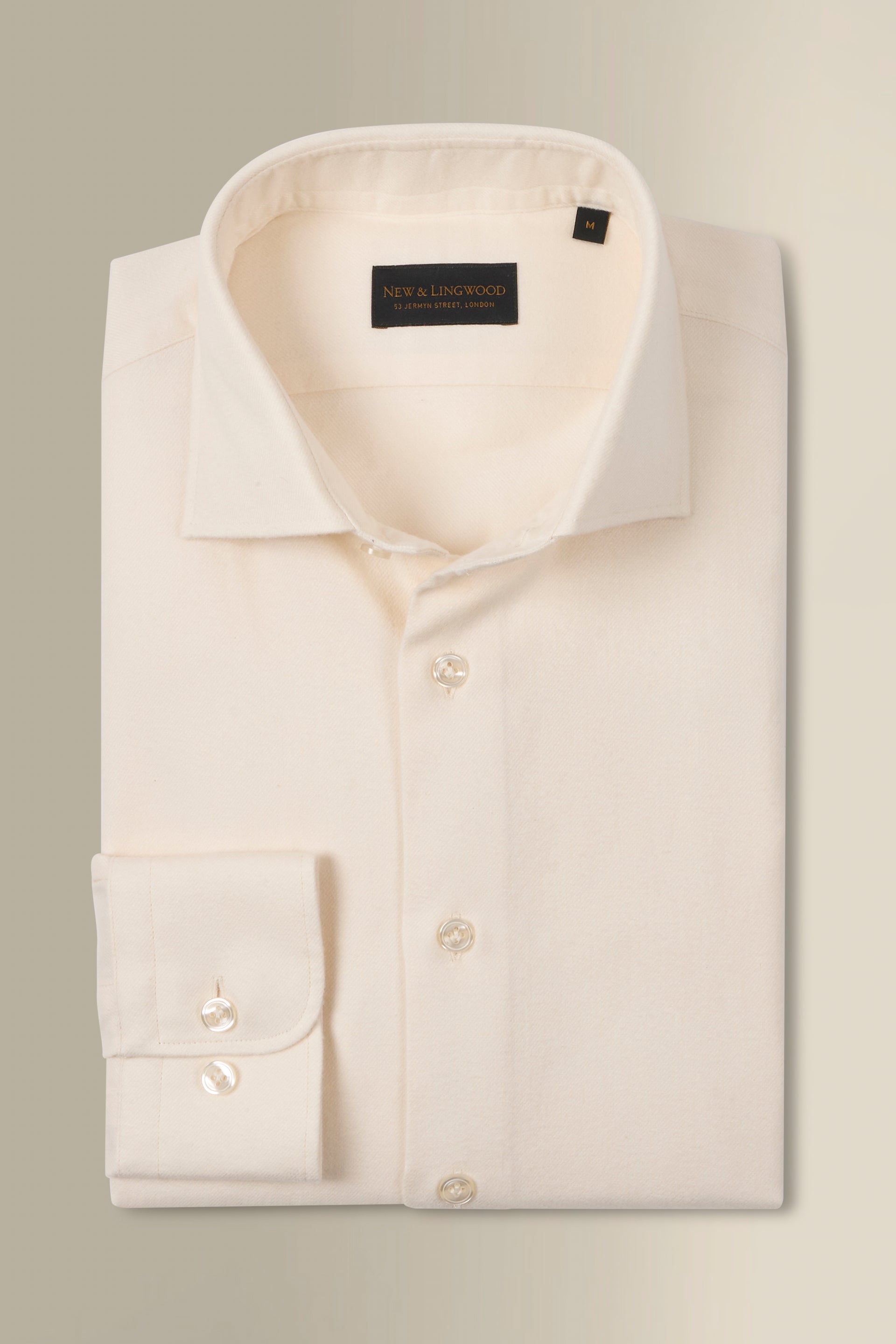 Cream Cutaway Collar Standard Fit Flannel Shirt