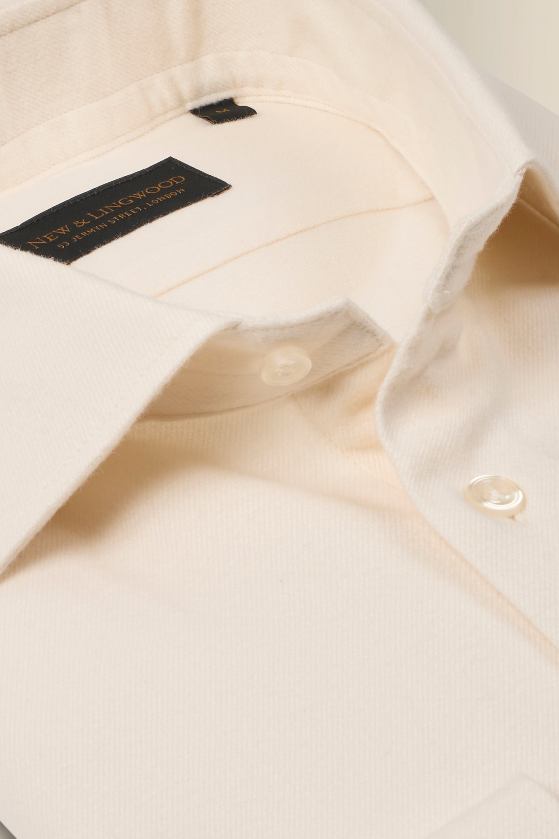 Cream Cutaway Collar Standard Fit Flannel Shirt