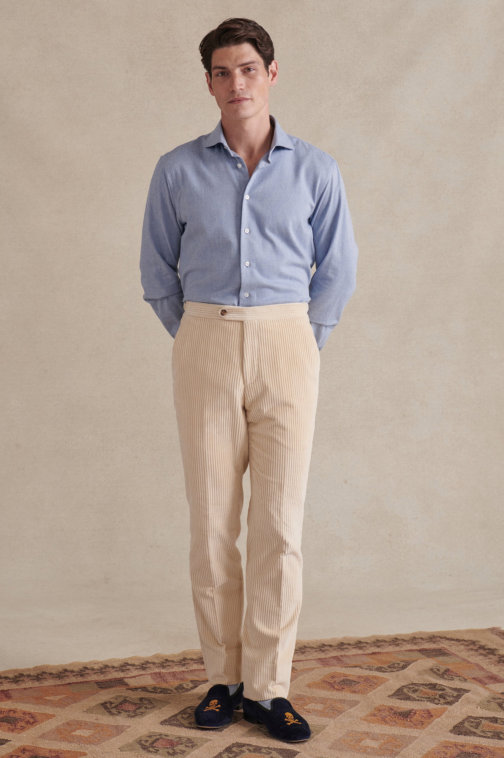 Light Blue Cutaway Collar Standard Fit Flannel Shirt