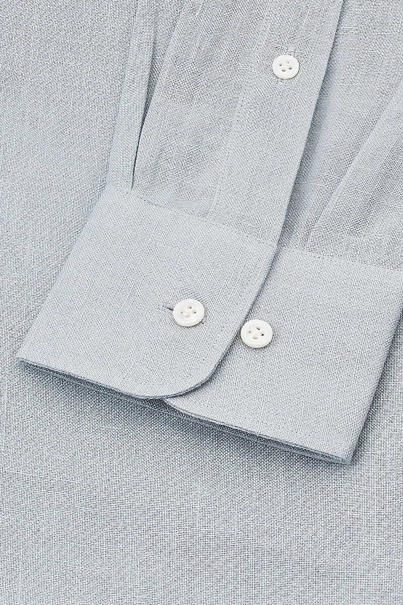 Light Blue Neckband Collar Standard Fit Linen Shirt