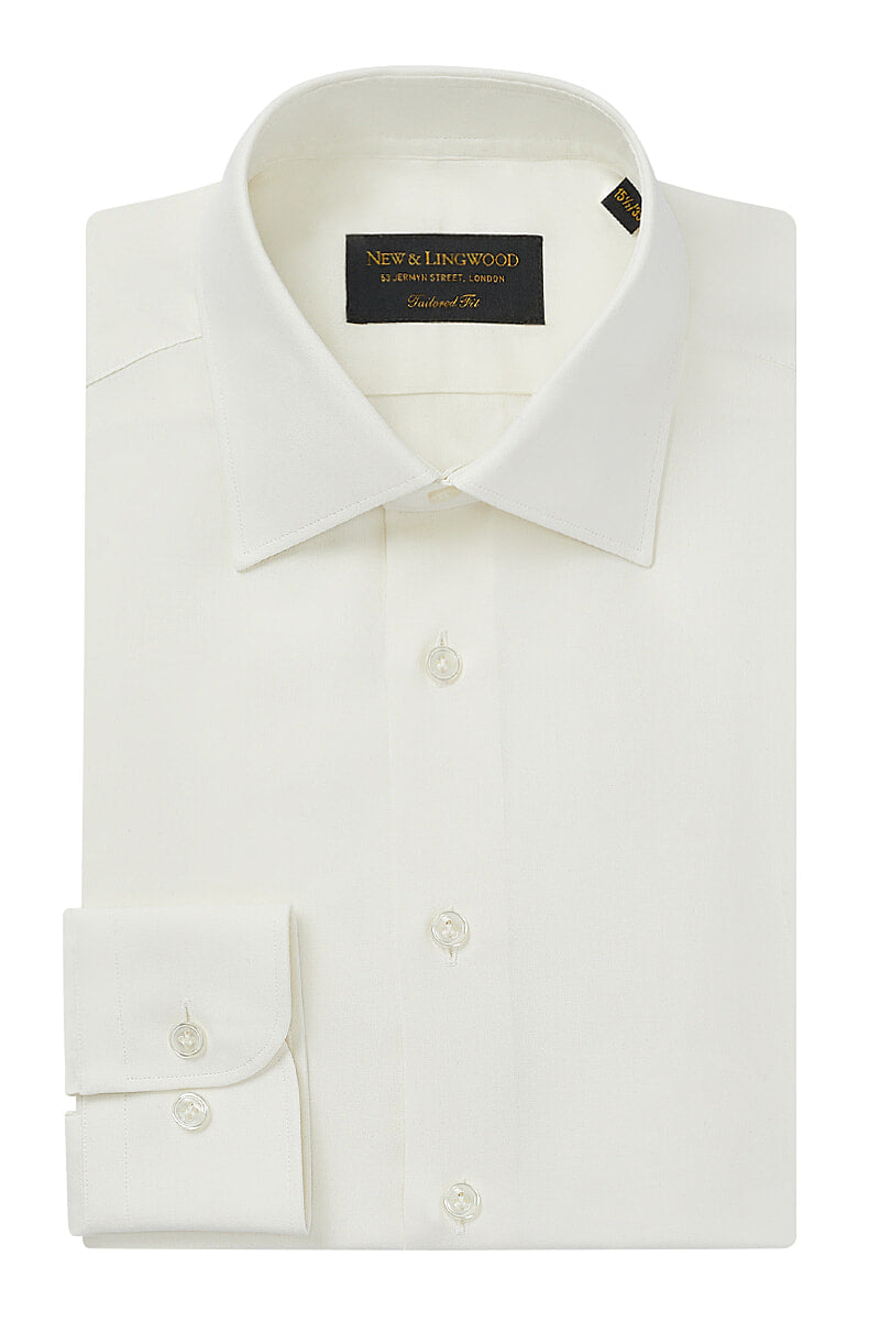 Ivory Cutaway Collar Tailored Fit Sandwash Silk Shirt