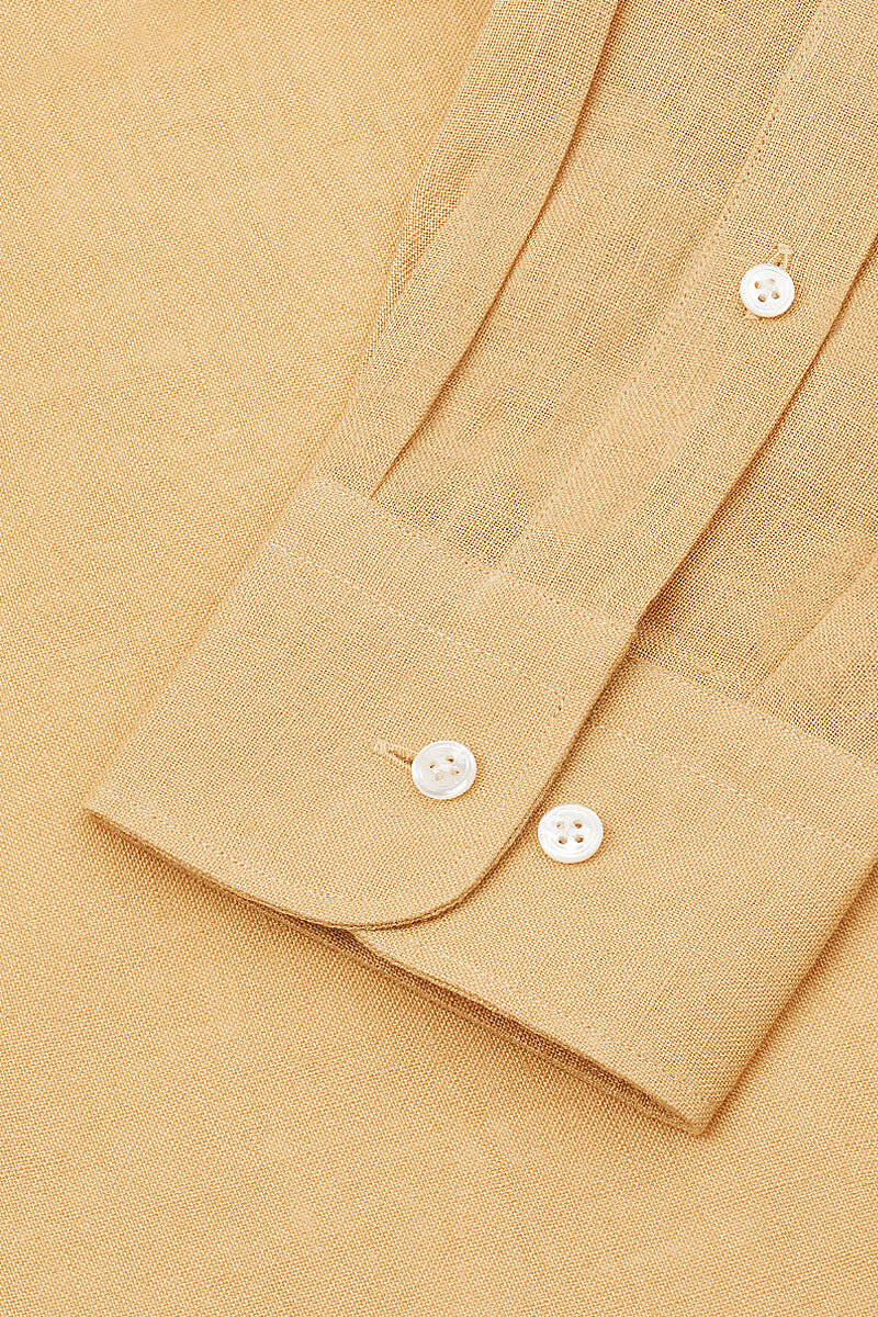 Mustard Cutaway Collar Standard Fit Linen Shirt