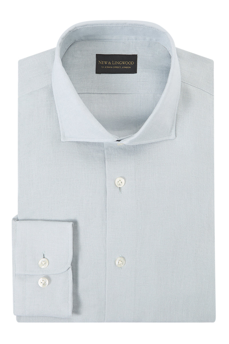 Light Blue Cutaway Collar Standard Fit Linen Shirt