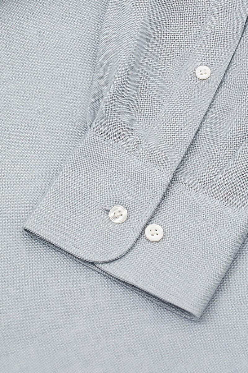 Light Blue Cutaway Collar Standard Fit Linen Shirt