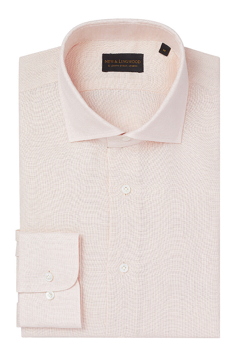 Pink Cutaway Collar Standard Fit Linen Shirt