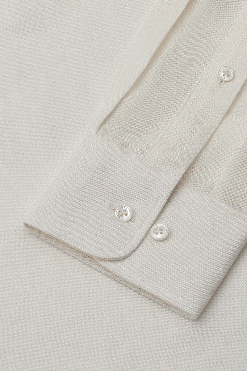 Ivory Cutaway Collar Standard Fit Linen Shirt