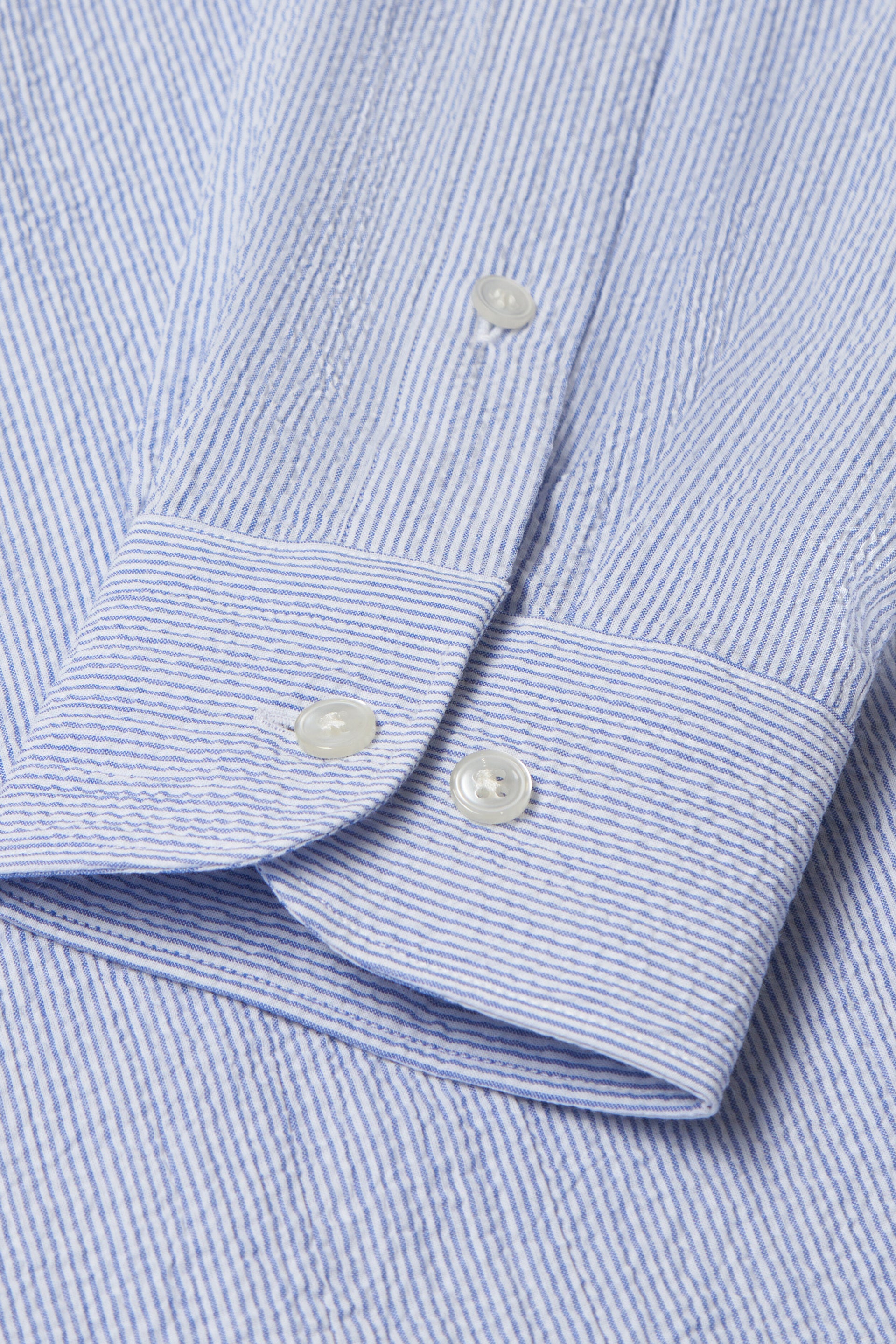 Blue & White Seersucker Neckband Shirt