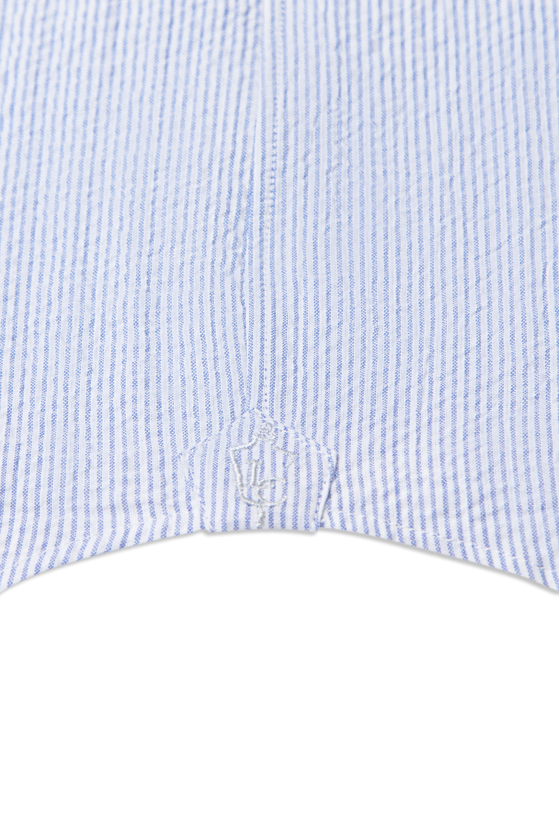 Blue & White Seersucker Neckband Shirt
