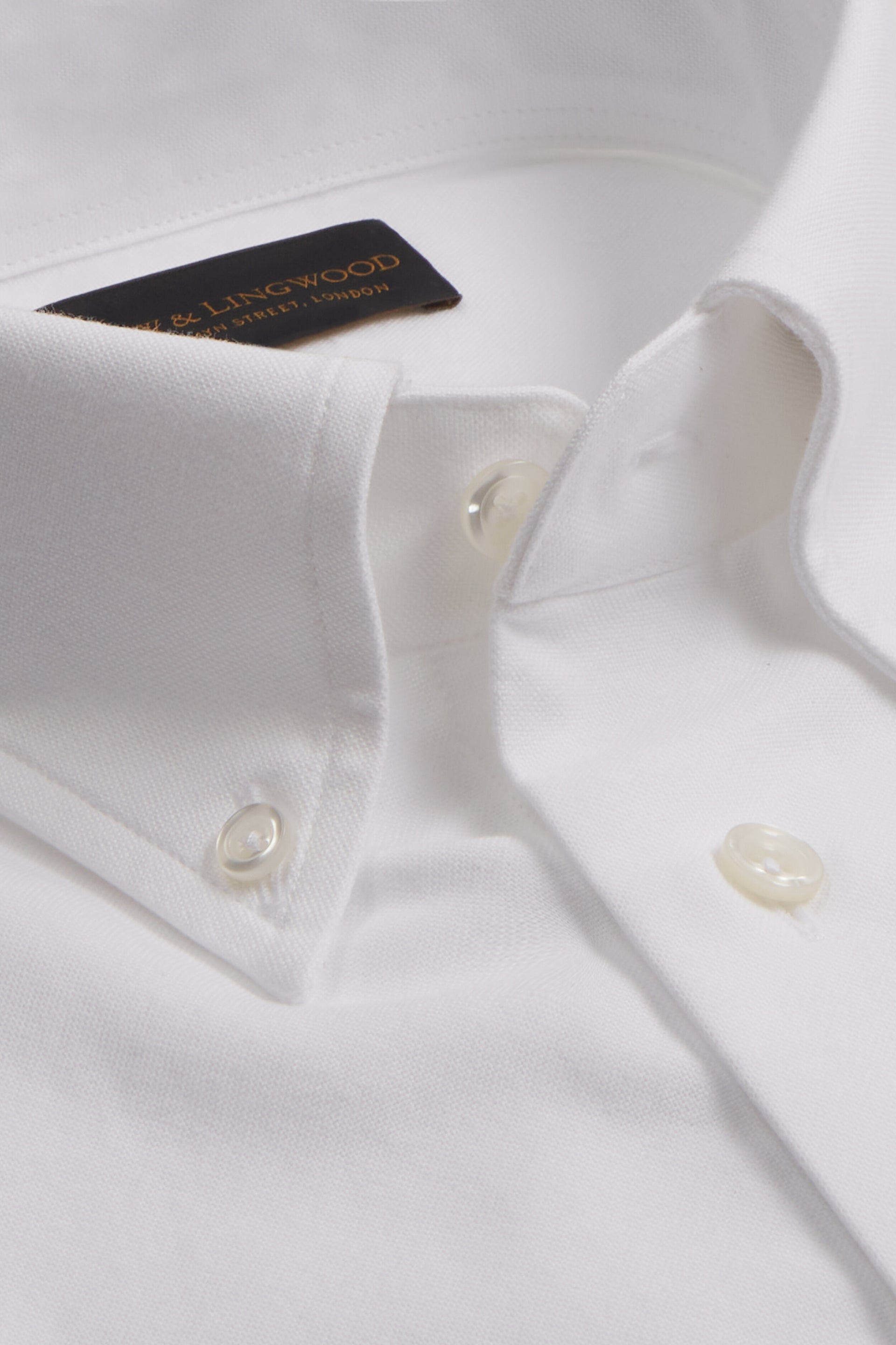White Button Down Collar Tailored Fit Oxford Shirt