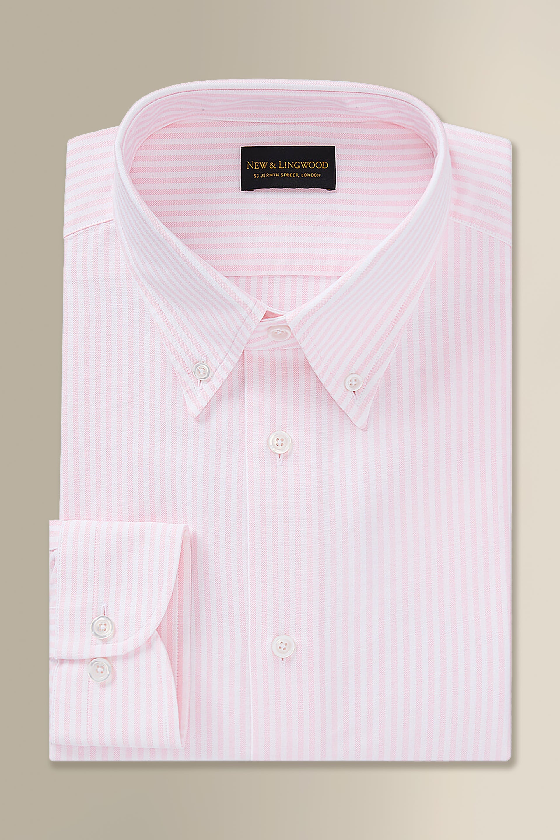 Pink Stripe Button Down Collar Tailored Fit Oxford Shirt