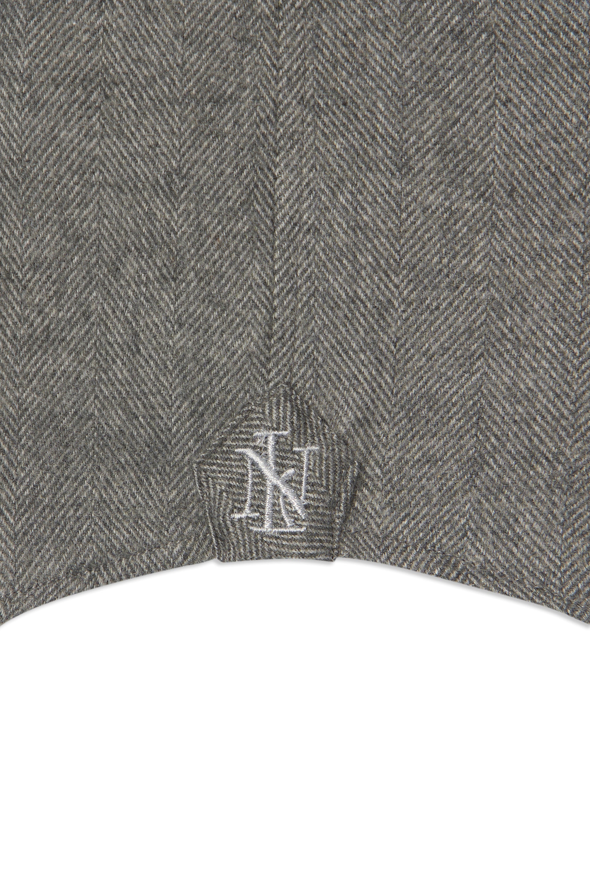 Grey Cutaway Collar Standard Fit Herringbone Flannel Shirt
