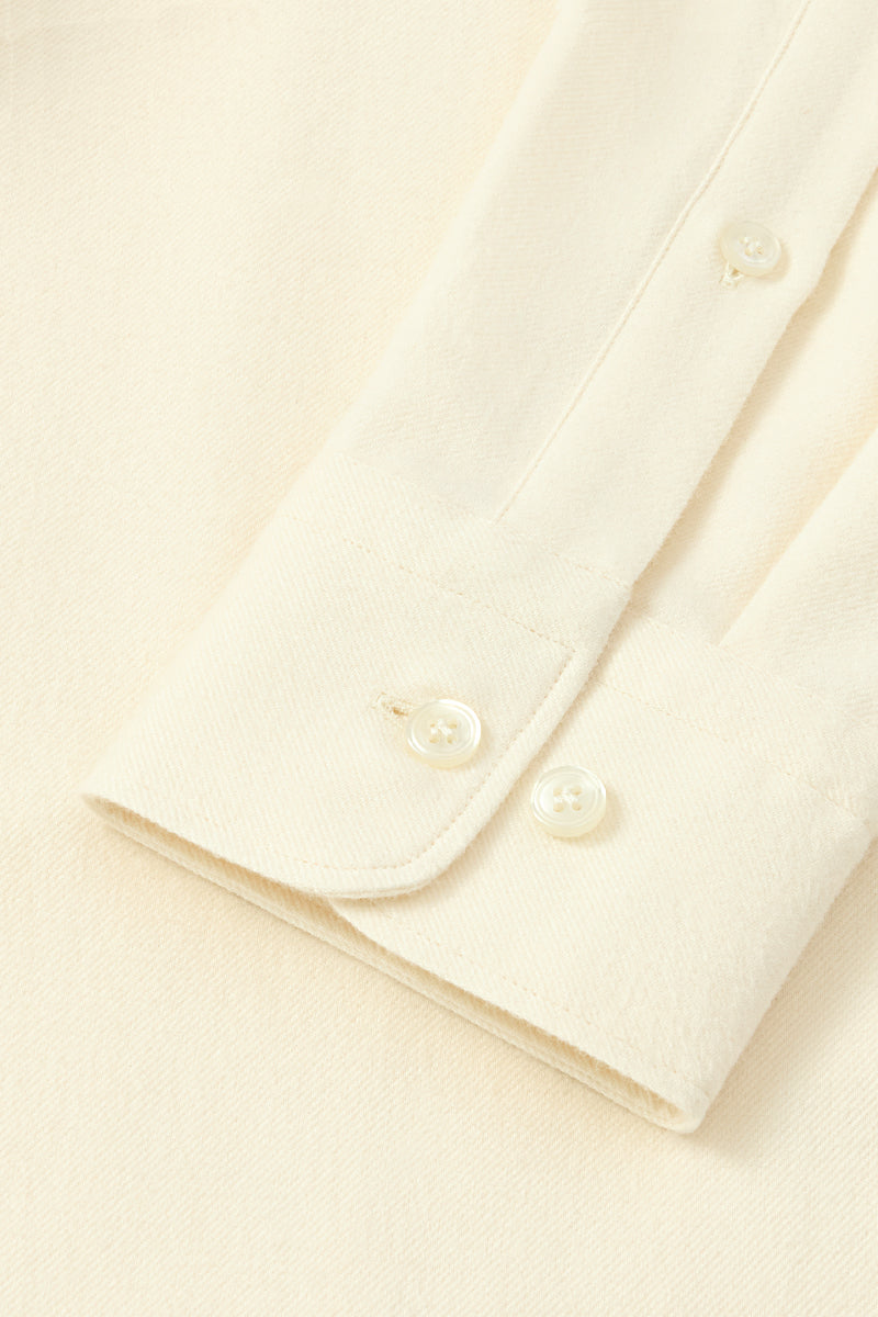 Cream One Piece Collar Standard Fit Flannel Shirt