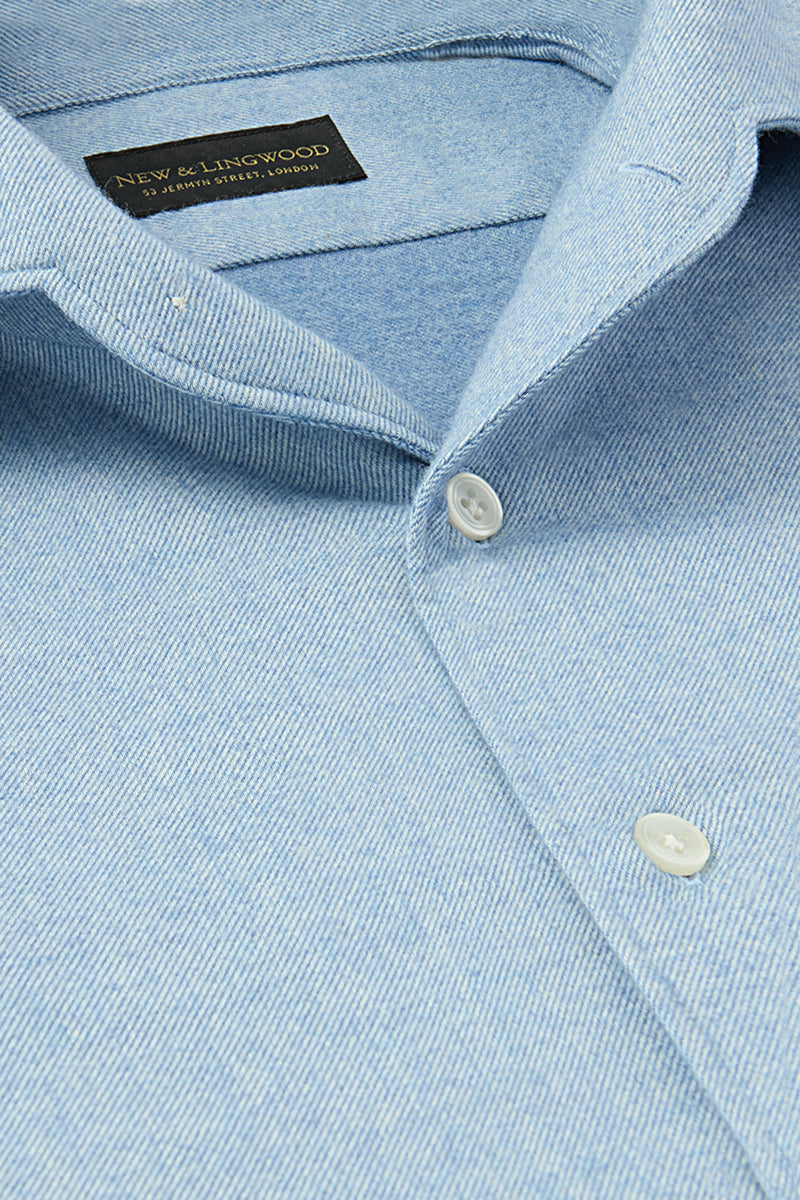 Light Blue One Piece Collar Standard Fit Flannel Shirt