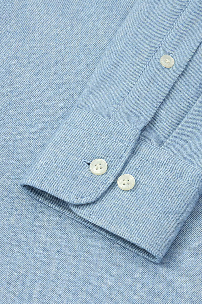 Light Blue One Piece Collar Standard Fit Flannel Shirt