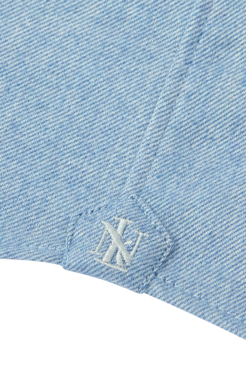 Light Blue One Piece Collar Standard Fit Flannel Shirt