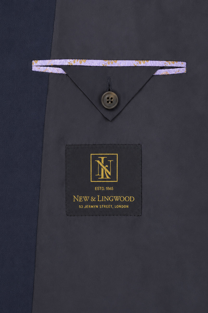 Navy Peak Lapel Double Breasted House Cut Wool & Cashmere Jacket