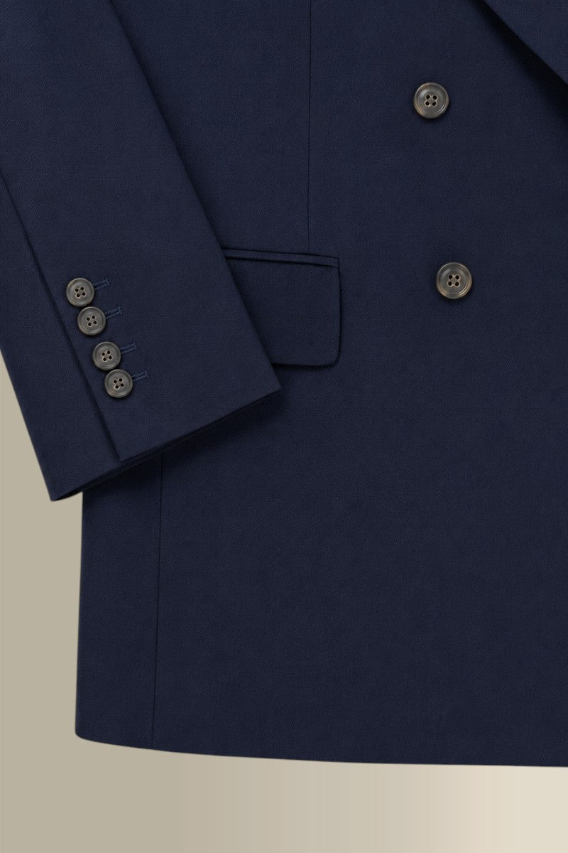 Navy Peak Lapel Double Breasted House Cut Wool & Cashmere Jacket