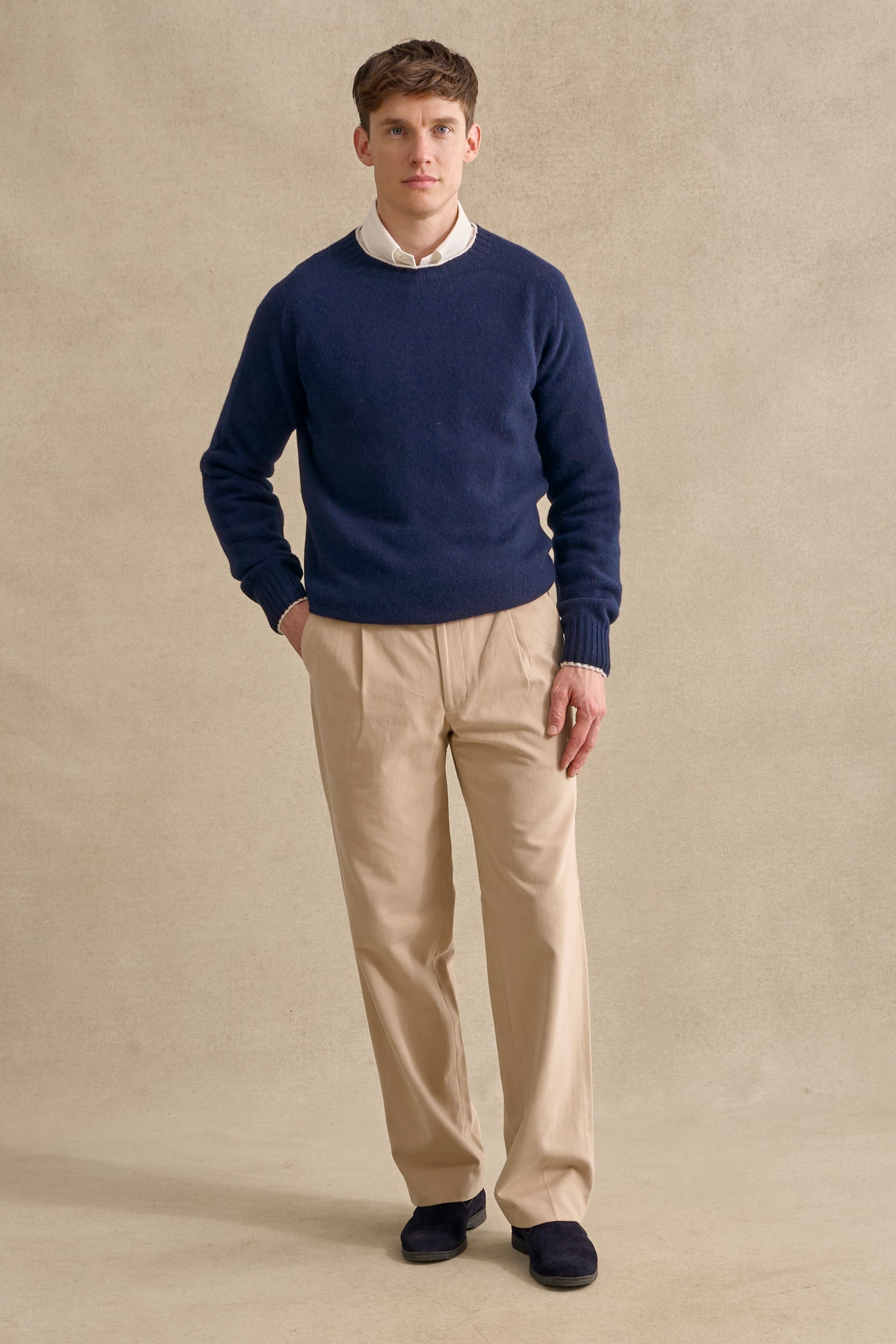 Navy Lambswool Crew Neck Jumper