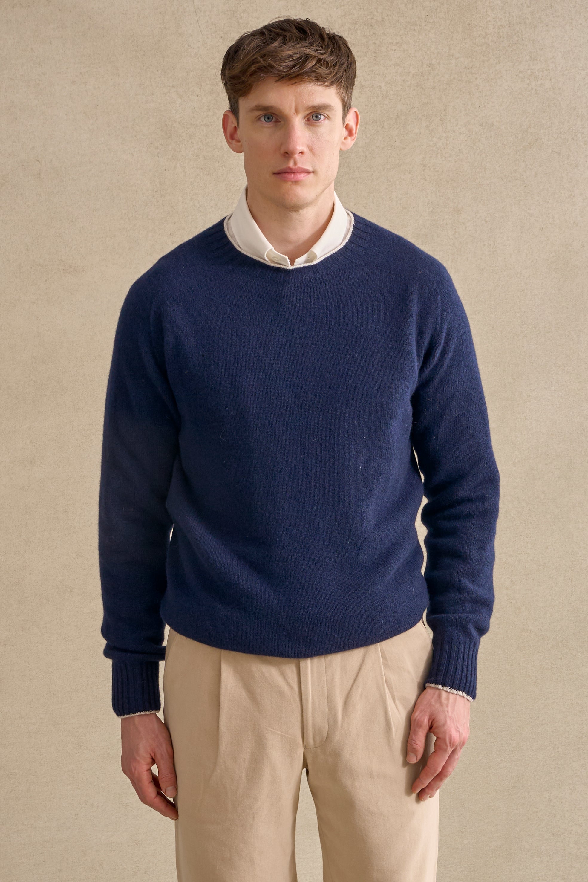 Navy Lambswool Crew Neck Jumper