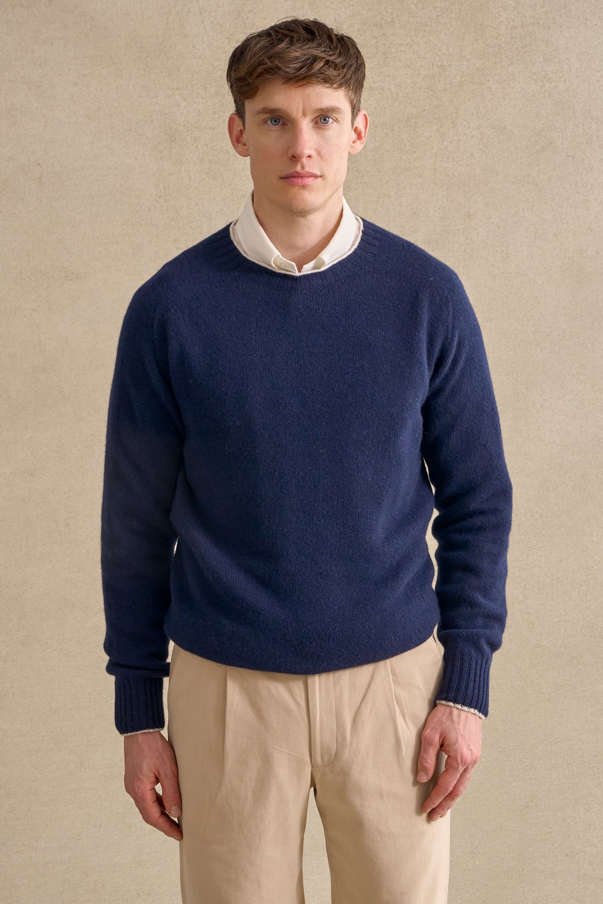 Navy Lambswool Crew Neck Jumper