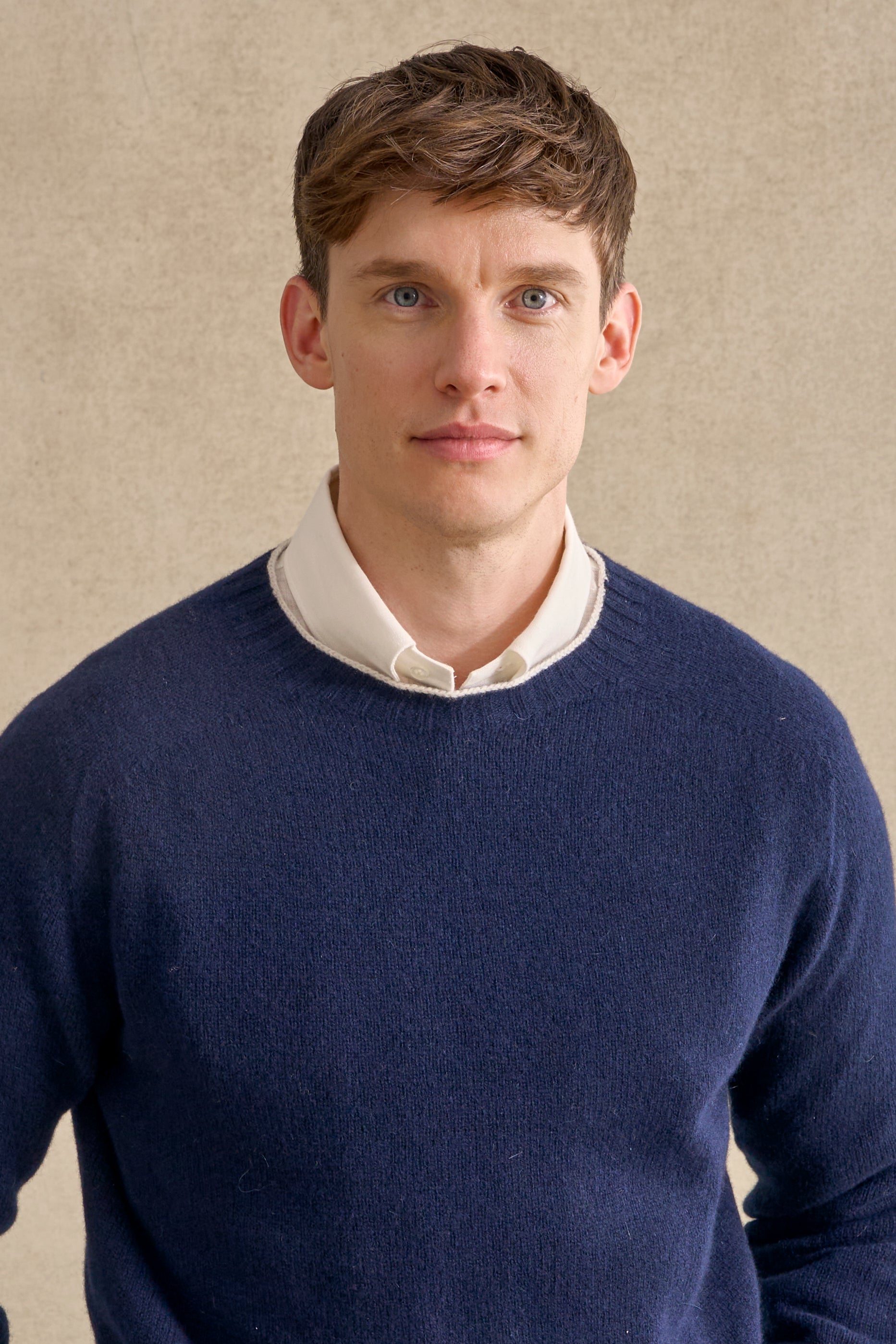 Navy Lambswool Crew Neck Jumper