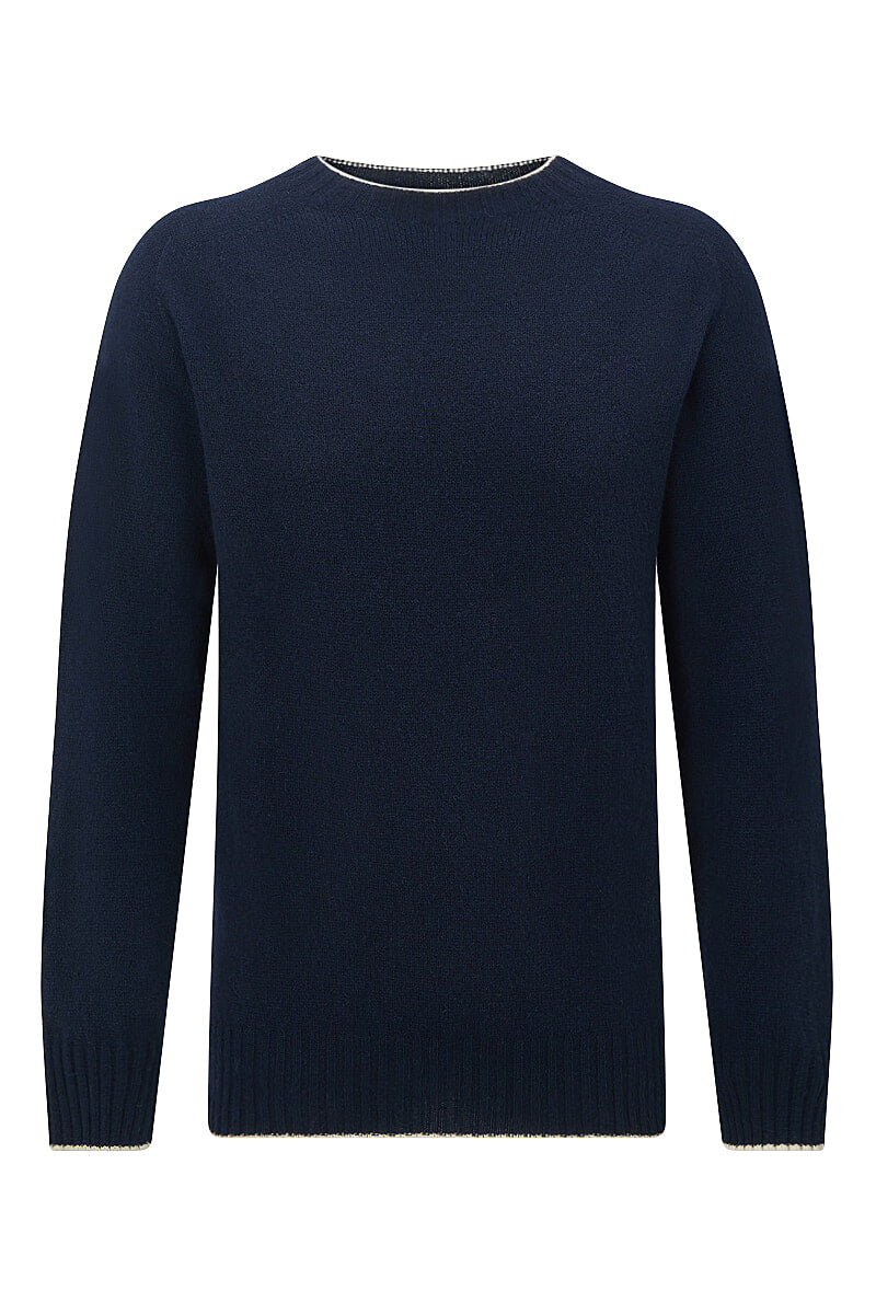 Navy Lambswool Crew Neck Jumper