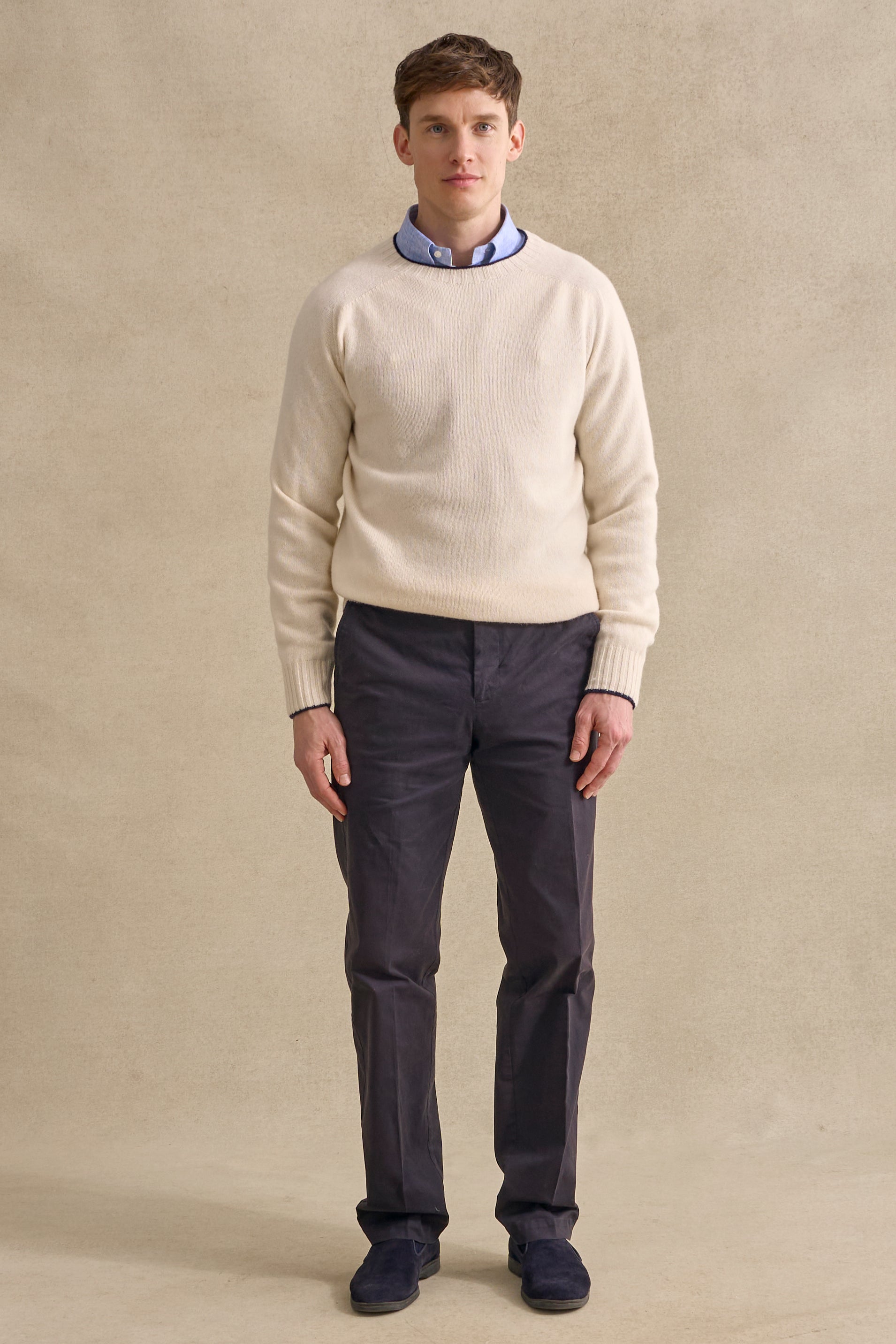 Cream Lambswool Crew Neck Jumper