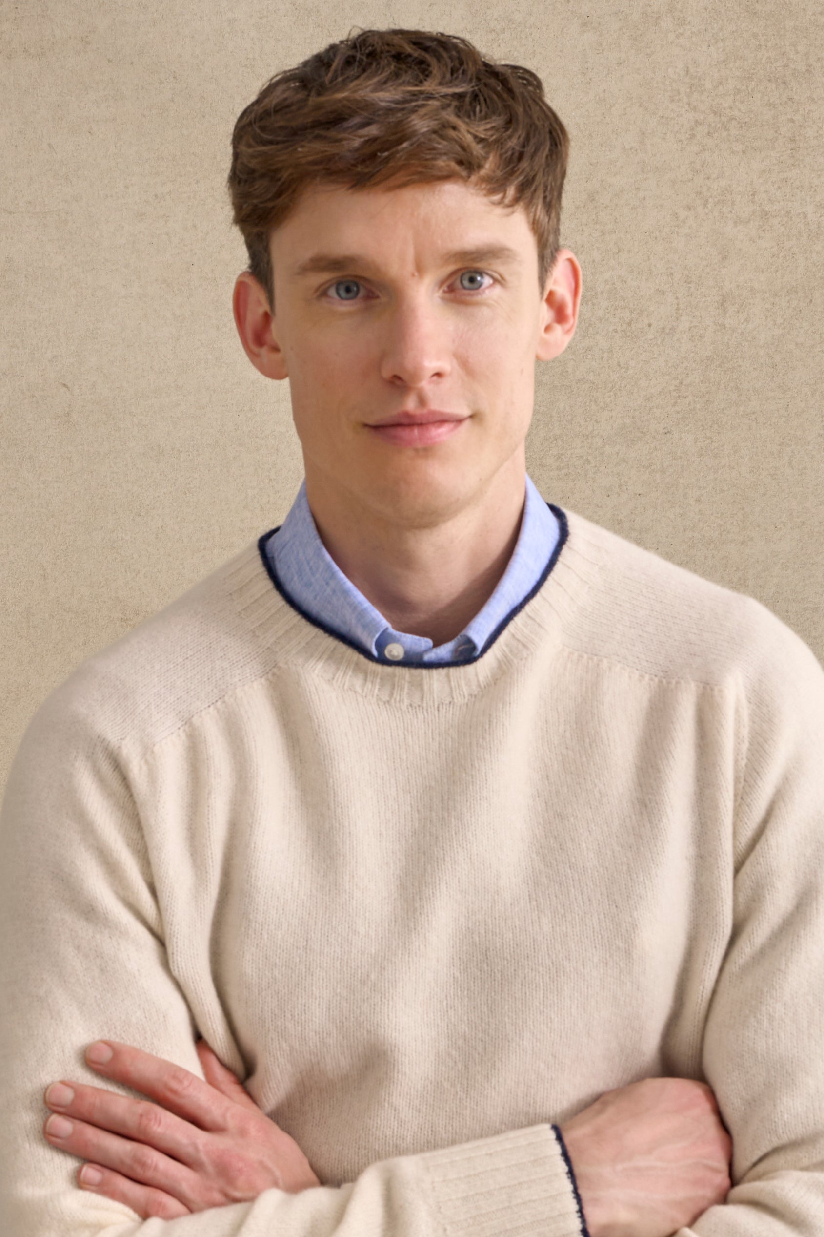 Cream Lambswool Crew Neck Jumper