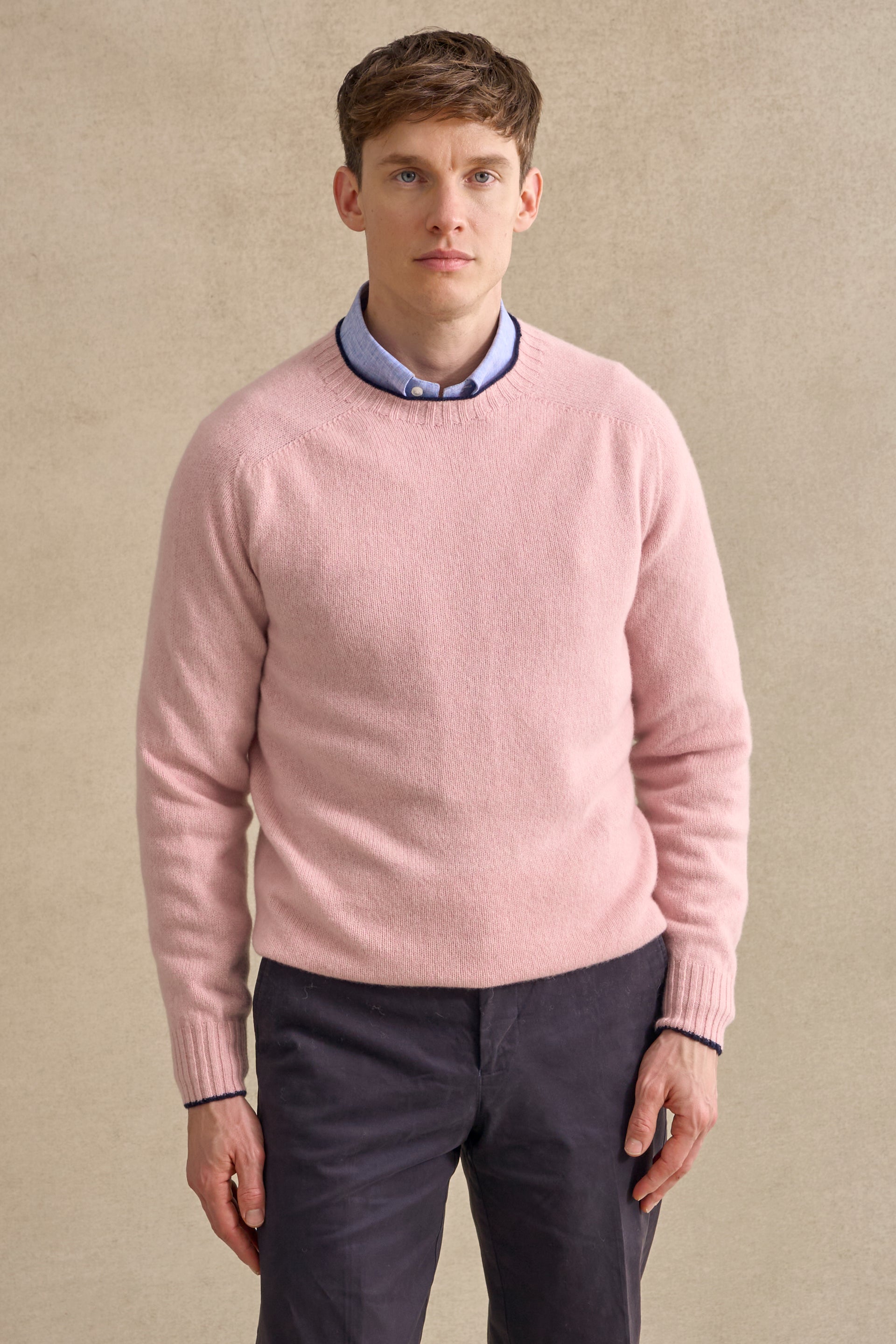 Pink Lambswool Crew Neck Jumper