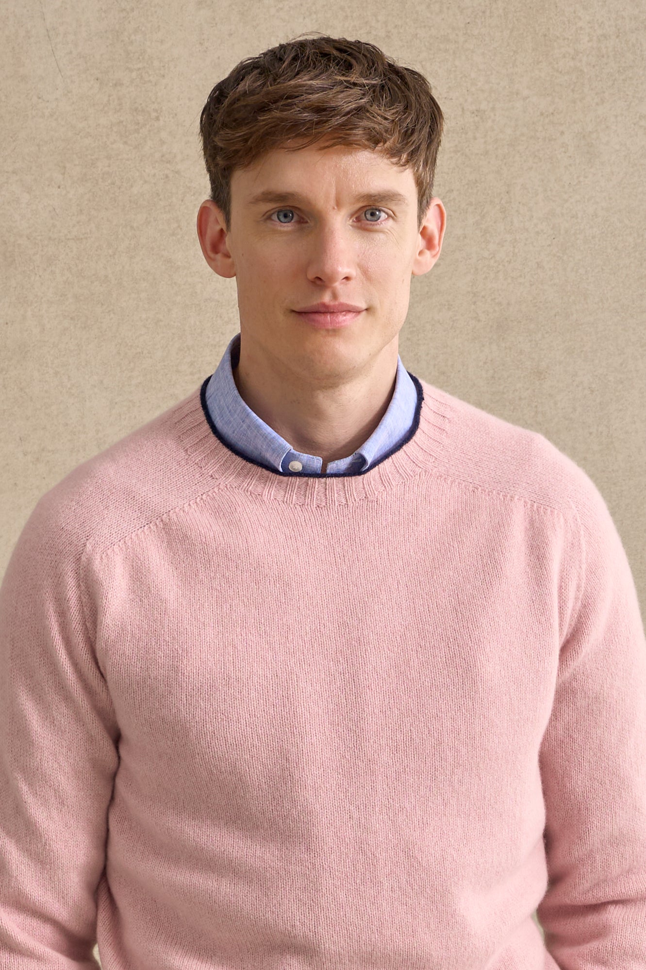 Pink Lambswool Crew Neck Jumper