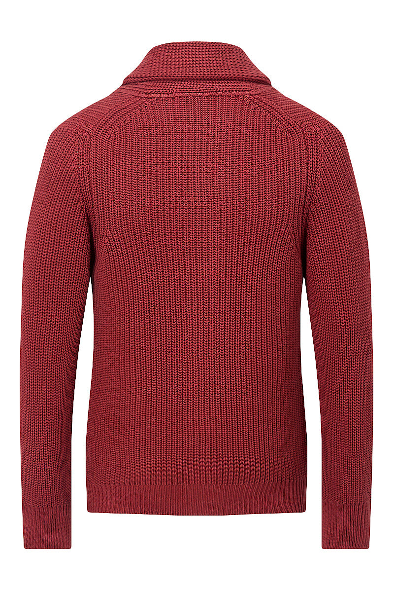 Rust Cotton Shawl Collar Cardigan