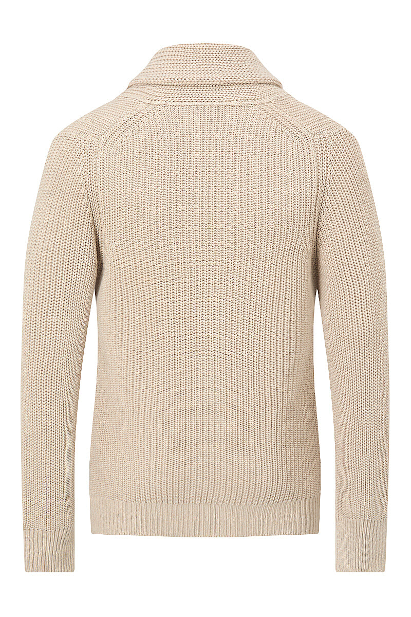 Cream Cotton Shawl Collar Cardigan