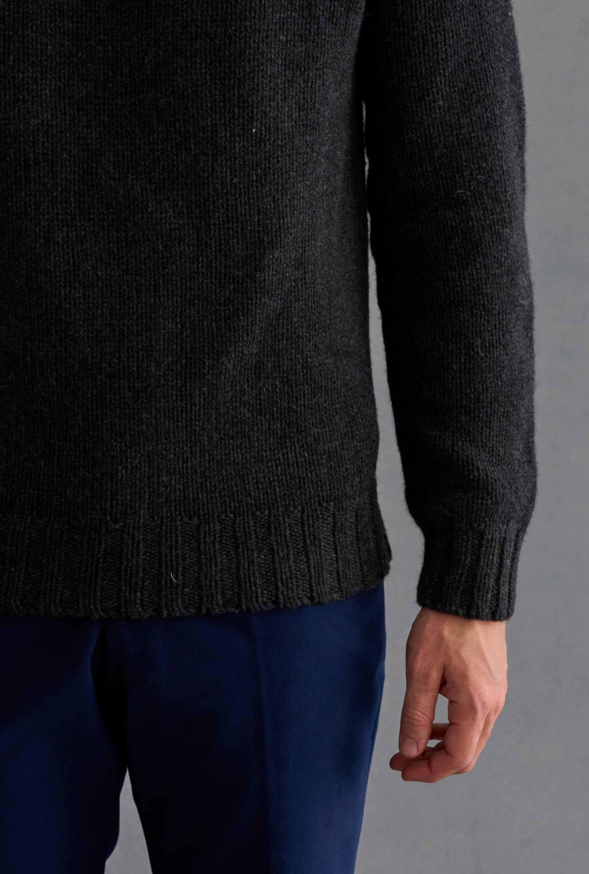 Charcoal Lambswool Roll Neck Jumper