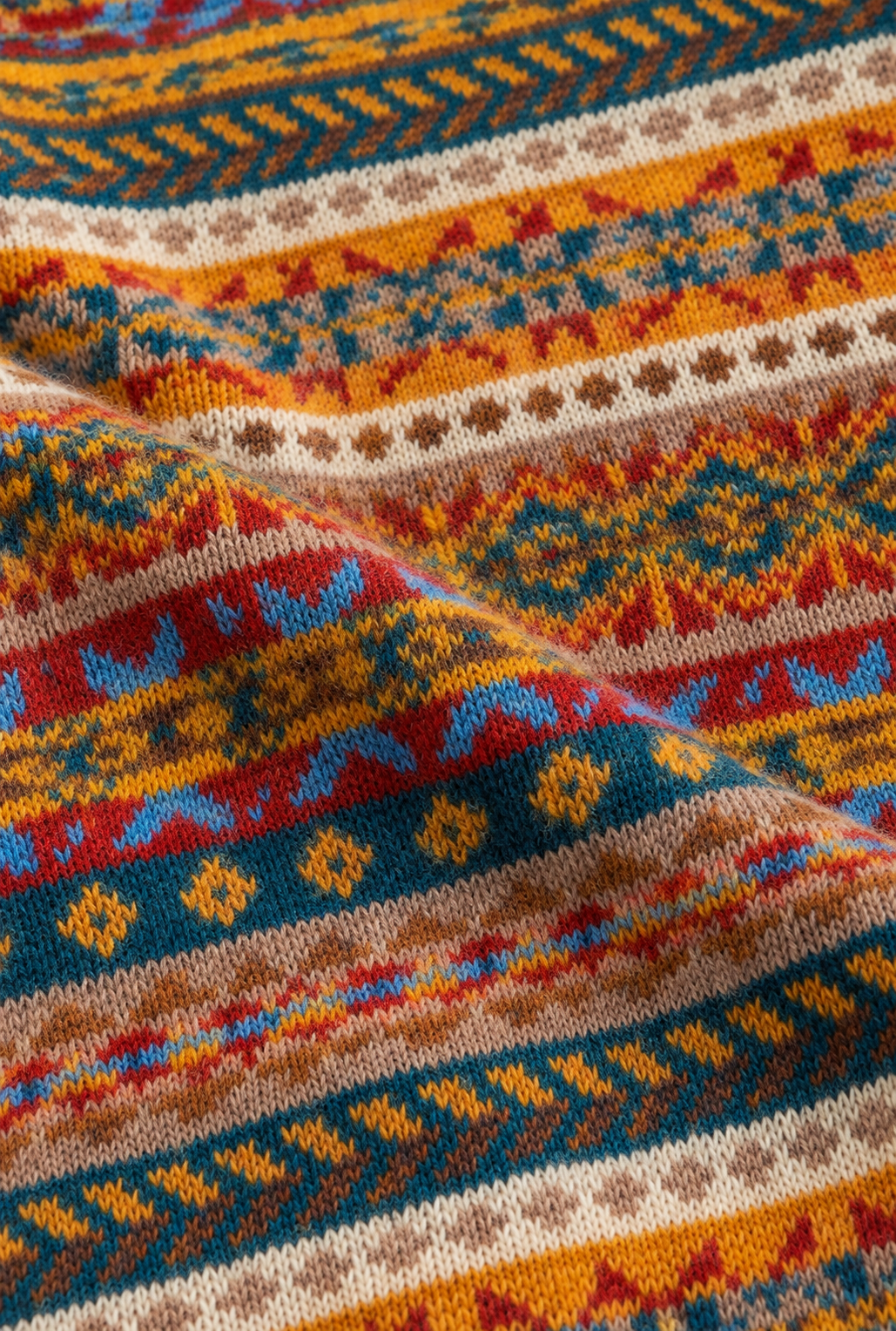 Blue & Yellow Fair Isle V Neck Slipover