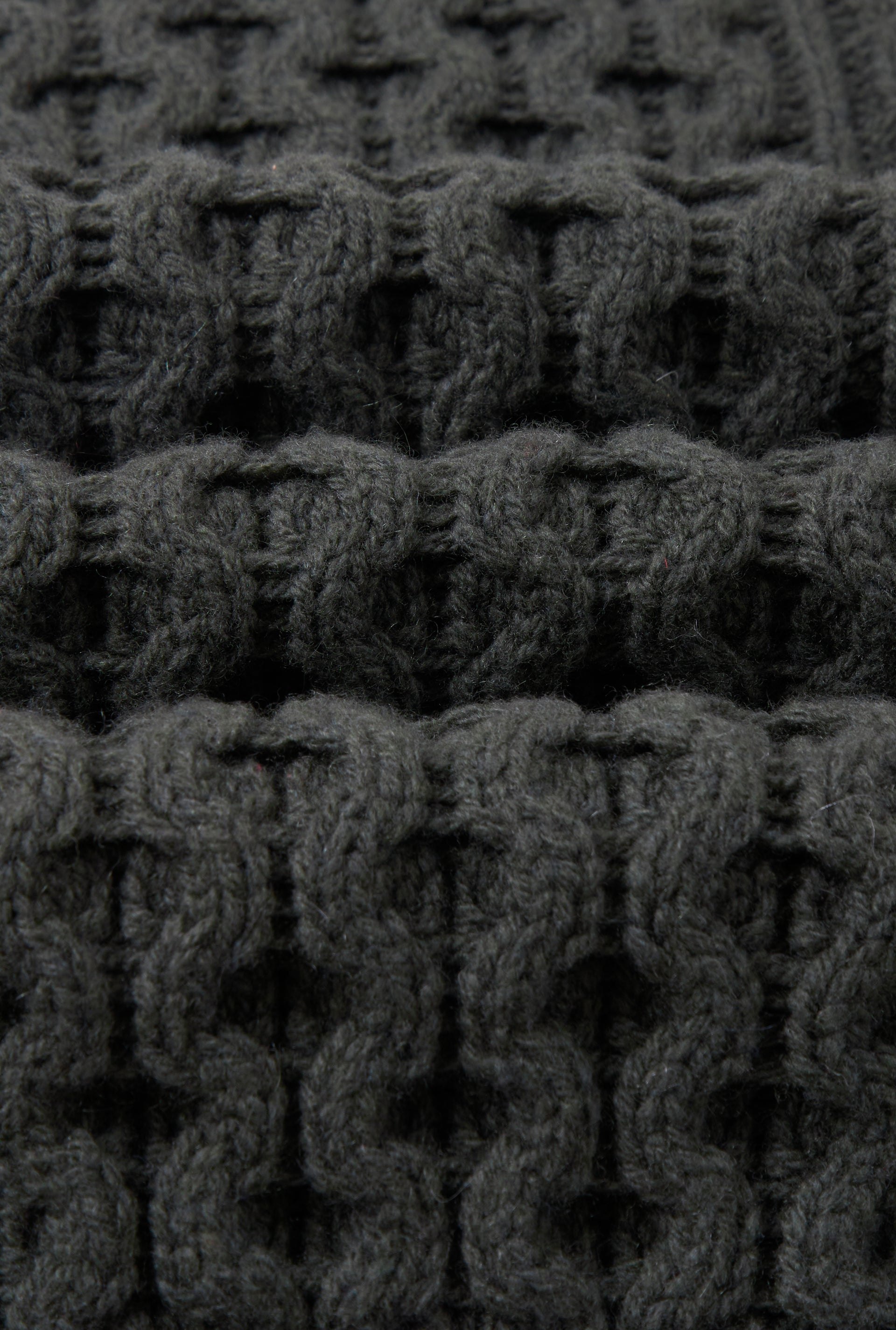 Green Aran Cable Knit Wool & Cashmere Crew Neck Jumper Jumper
