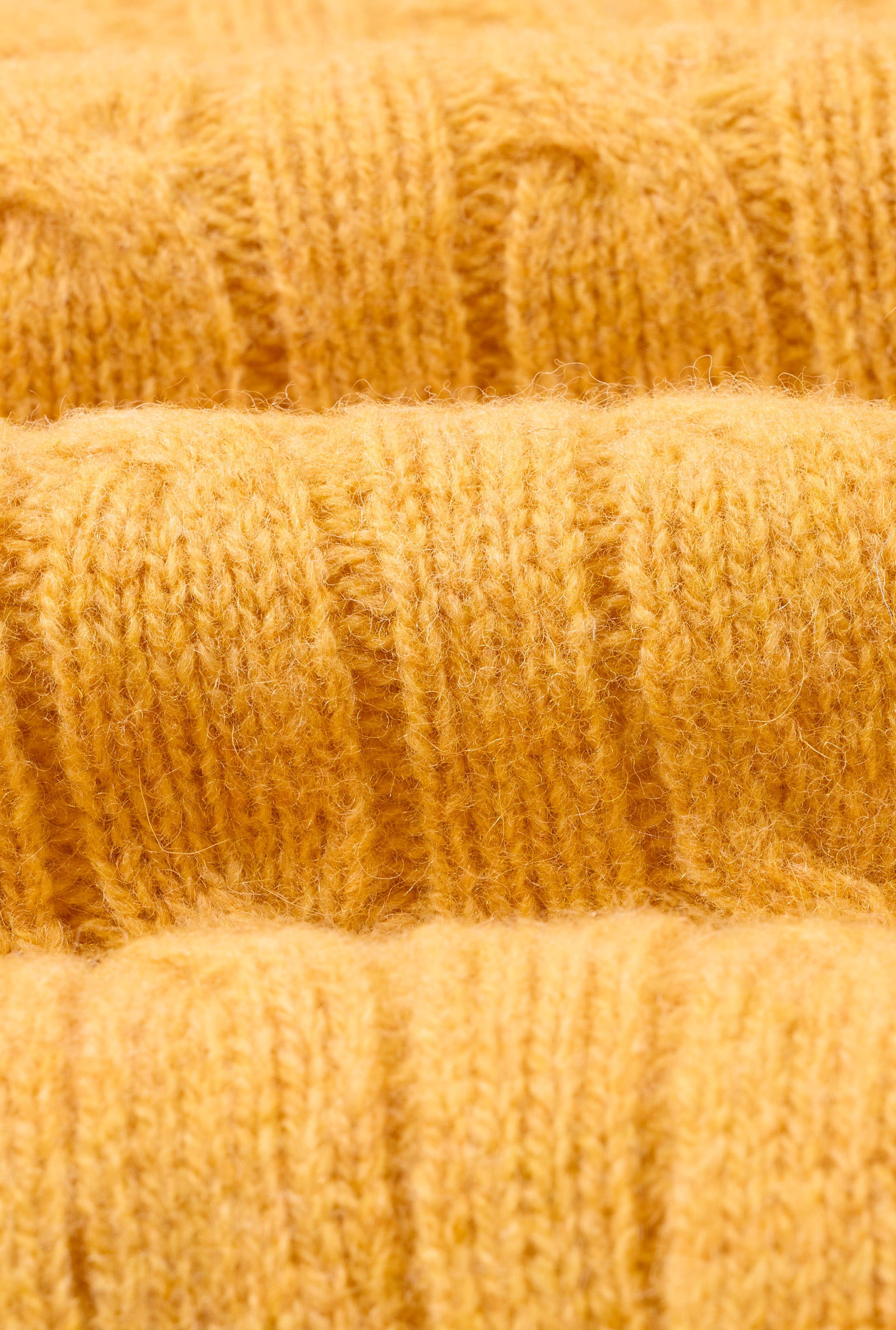 Yellow Lambswool Cable Knit Crew Neck Jumper