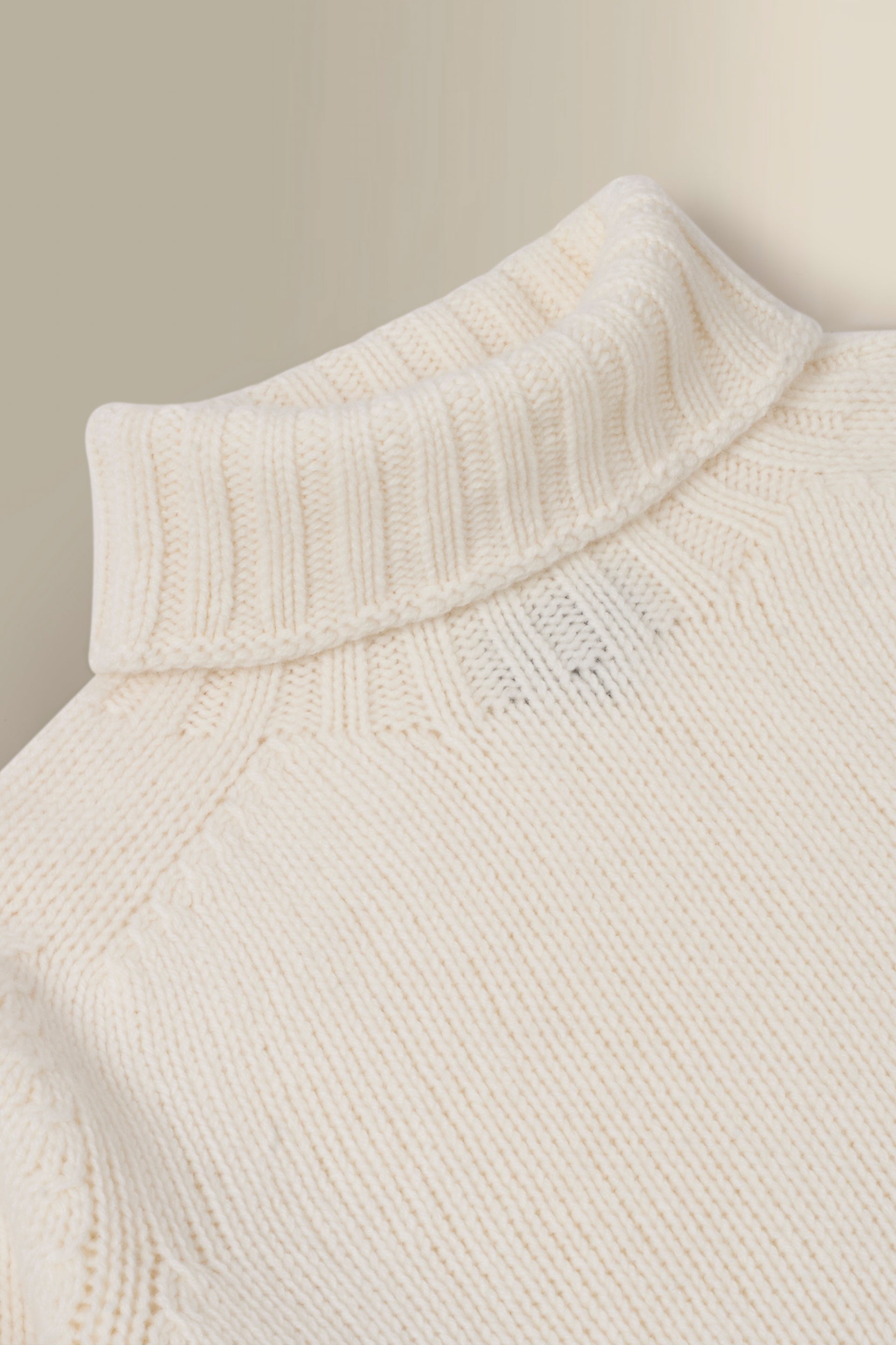 Cream Lambswool Roll Neck Jumper
