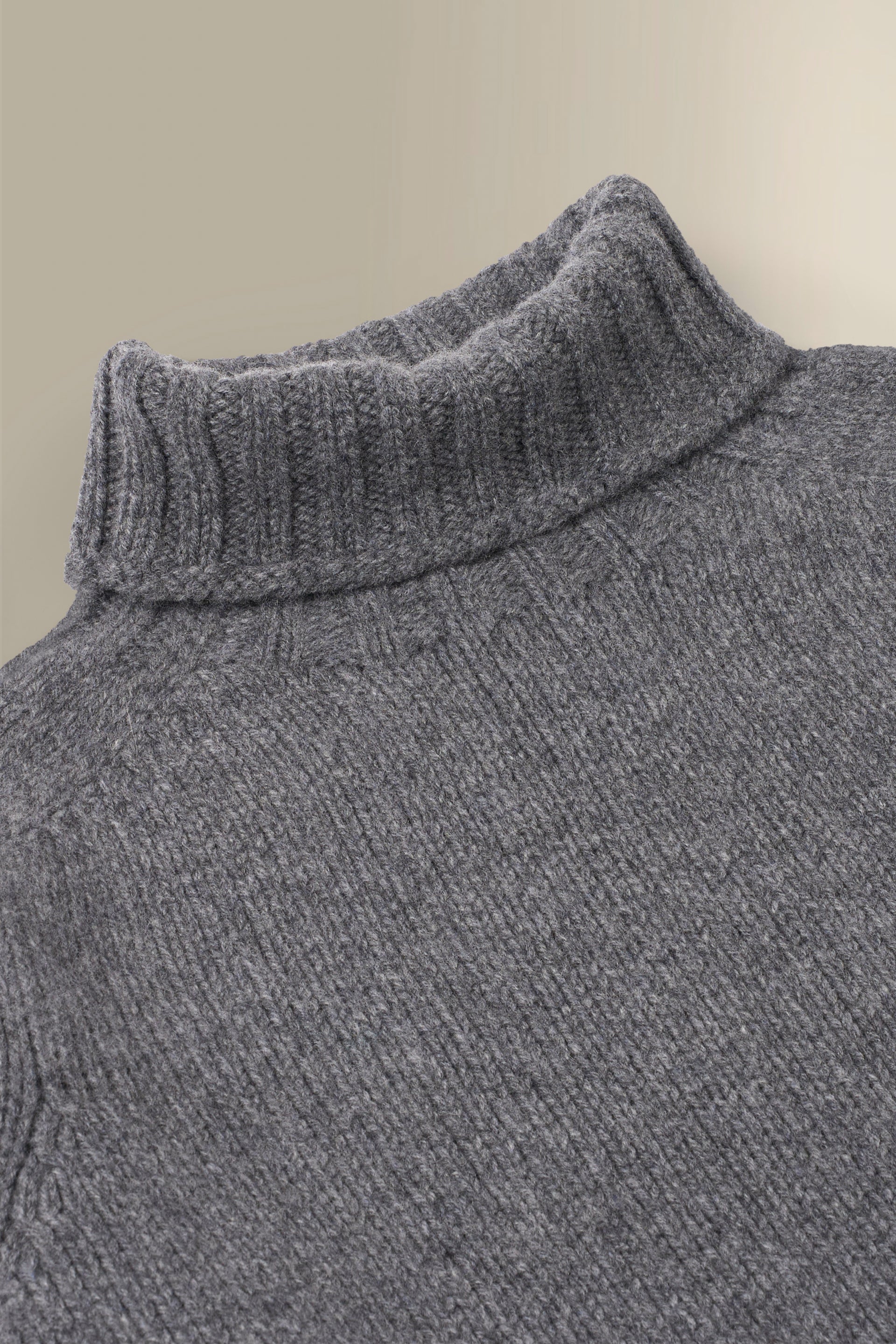 Grey Lambswool Roll Neck Jumper