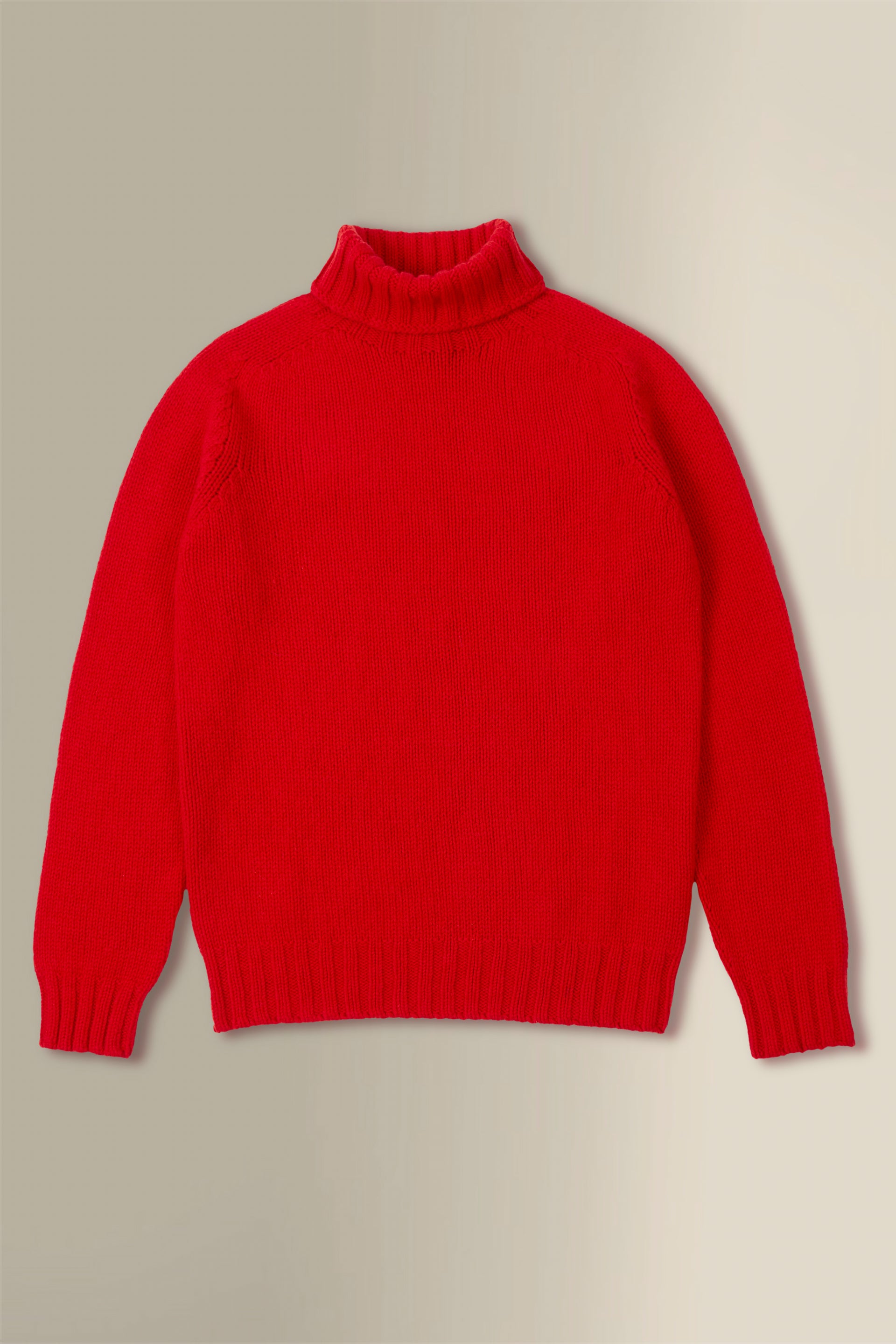 Red Lambswool Roll Neck Jumper