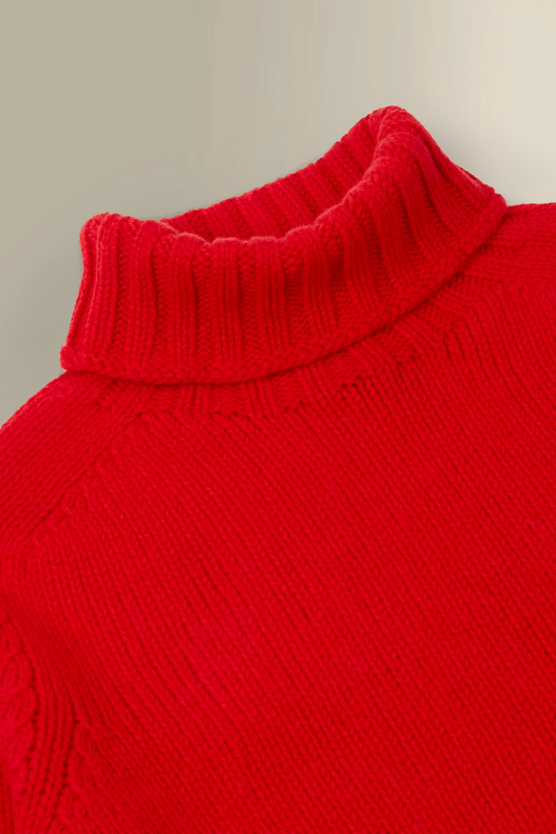 Red Lambswool Roll Neck Jumper